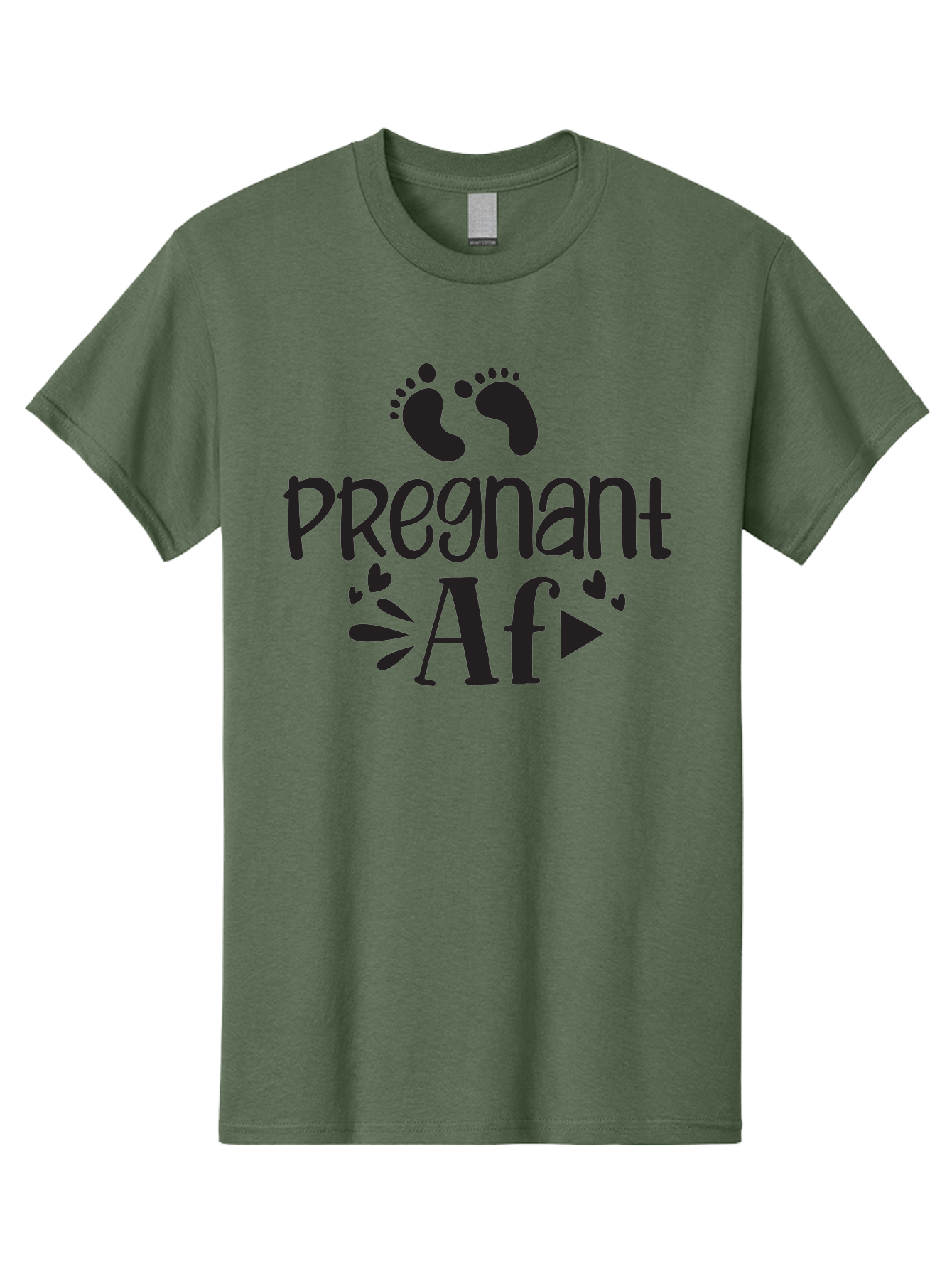 Pregnant-Af Men'S Graphic Tee, 100% Cotton, Comfortable Casual Summer Wear, Machine Washable, Baby Feet, Pregnant Announcement, Playful Typography, Whimsical Design, Heart Motifs, Expectation, Joy, Celebration, Family, Love, Expectant Mother, Aad466