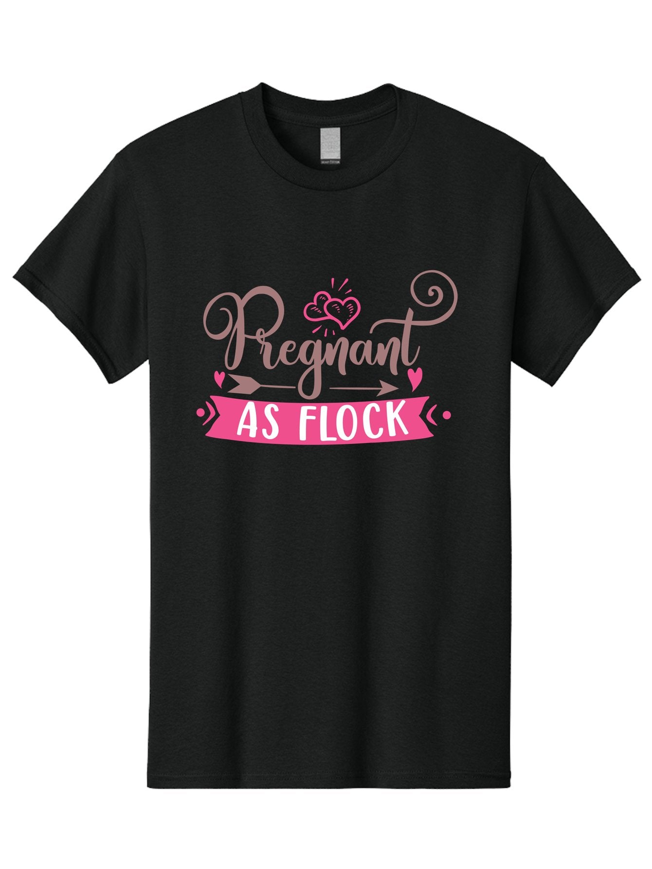 Pregnant-As-Flock Men'S Graphic Tee, 100% Cotton, Comfortable Casual Summer Wear, Machine Washable, Pregnant Announcement, Expectant Mother, Baby On Board, Pink Hearts, Cute Design, Pregnancy Reveal, New Baby, Baby Shower Gift Aad467 11