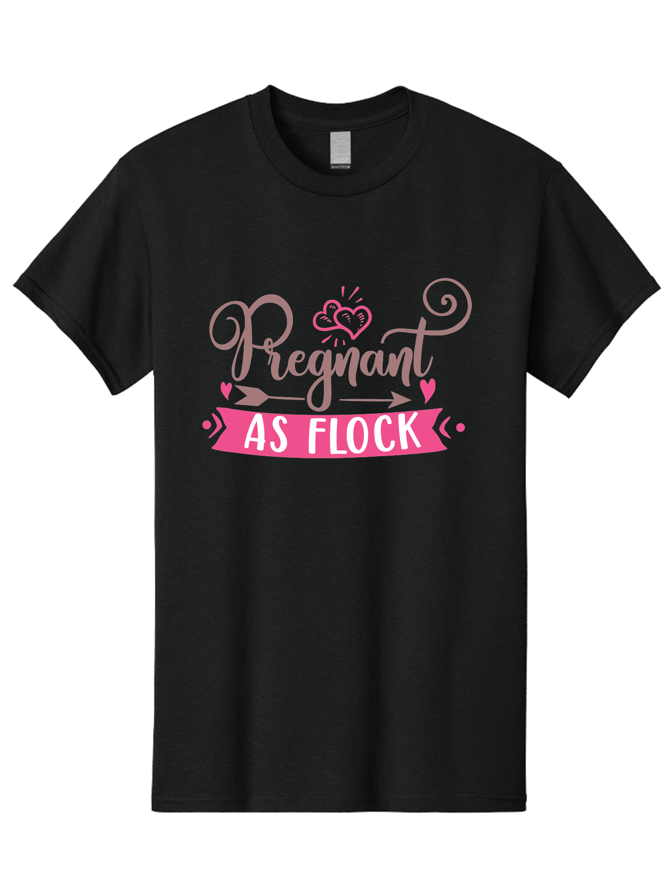 Pregnant-As-Flock Men'S Graphic Tee, 100% Cotton, Comfortable Casual Summer Wear, Machine Washable, Pregnant Announcement, Expectant Mother, Baby On Board, Pink Hearts, Cute Design, Pregnancy Reveal, New Baby, Baby Shower Gift Aad467 7