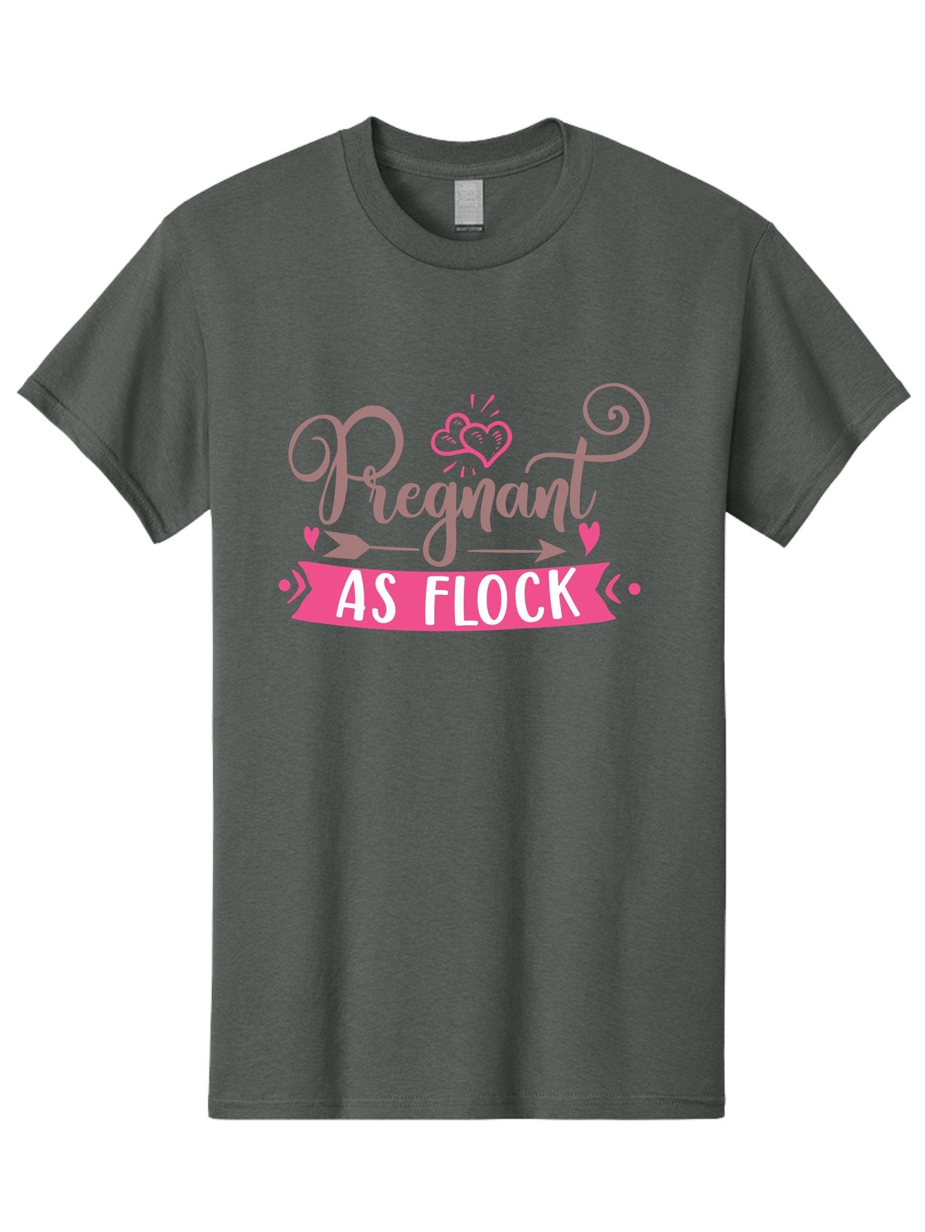 Pregnant-As-Flock Men'S Graphic Tee, 100% Cotton, Comfortable Casual Summer Wear, Machine Washable, Pregnant Announcement, Expectant Mother, Baby On Board, Pink Hearts, Cute Design, Pregnancy Reveal, New Baby, Baby Shower Gift Aad467