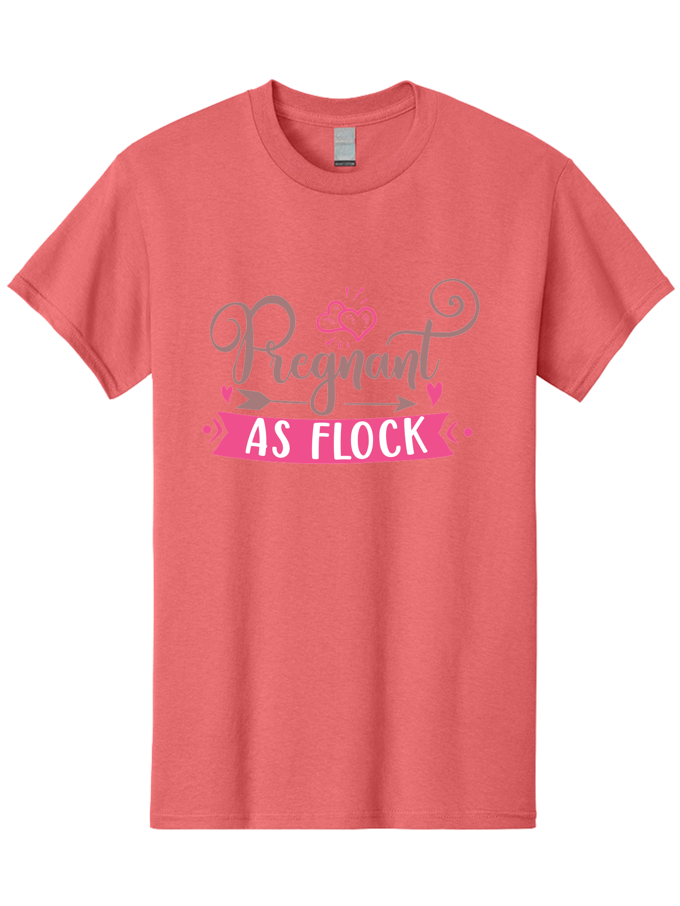 Pregnant-As-Flock Men'S Graphic Tee, 100% Cotton, Comfortable Casual Summer Wear, Machine Washable, Pregnant Announcement, Expectant Mother, Baby On Board, Pink Hearts, Cute Design, Pregnancy Reveal, New Baby, Baby Shower Gift Aad467 17