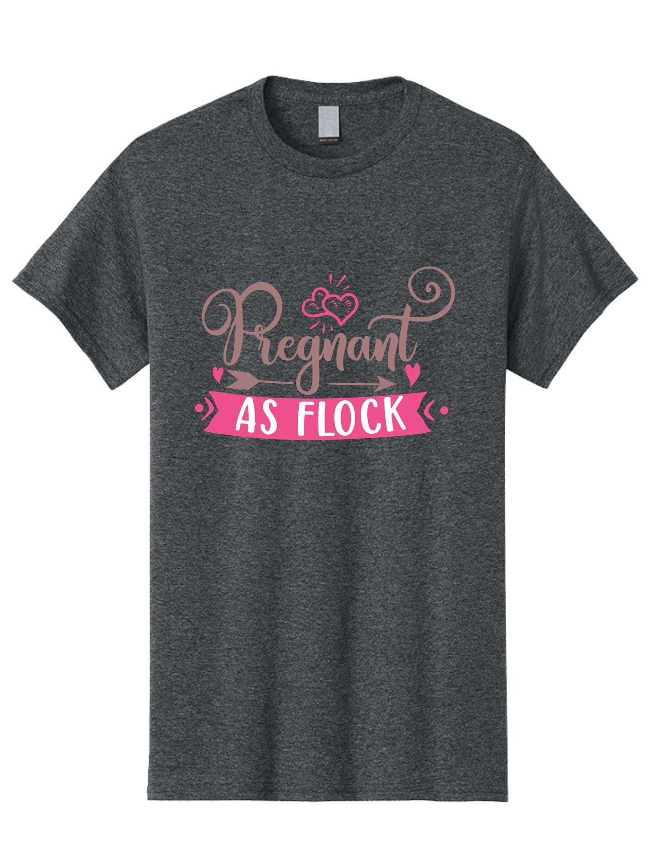 Pregnant-As-Flock Men'S Graphic Tee, 100% Cotton, Comfortable Casual Summer Wear, Machine Washable, Pregnant Announcement, Expectant Mother, Baby On Board, Pink Hearts, Cute Design, Pregnancy Reveal, New Baby, Baby Shower Gift Aad467 10