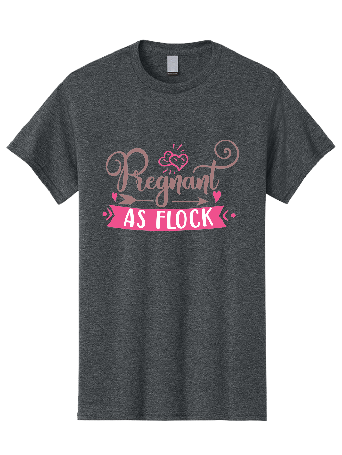 Pregnant-As-Flock Men'S Graphic Tee, 100% Cotton, Comfortable Casual Summer Wear, Machine Washable, Pregnant Announcement, Expectant Mother, Baby On Board, Pink Hearts, Cute Design, Pregnancy Reveal, New Baby, Baby Shower Gift Aad467 27