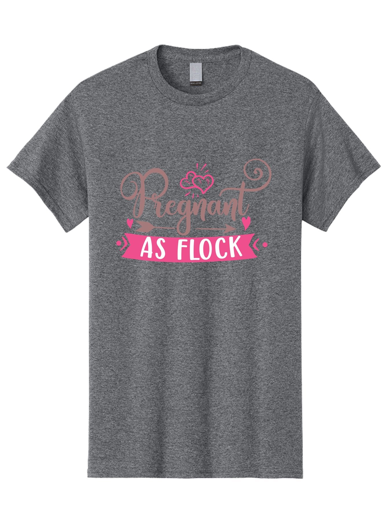 Pregnant-As-Flock Men'S Graphic Tee, 100% Cotton, Comfortable Casual Summer Wear, Machine Washable, Pregnant Announcement, Expectant Mother, Baby On Board, Pink Hearts, Cute Design, Pregnancy Reveal, New Baby, Baby Shower Gift Aad467 9
