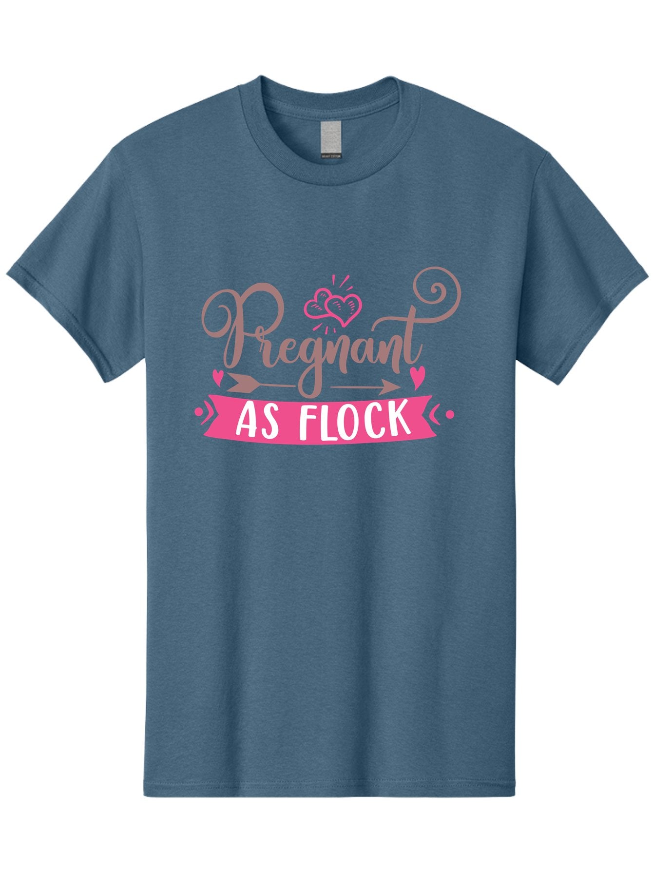 Pregnant-As-Flock Men'S Graphic Tee, 100% Cotton, Comfortable Casual Summer Wear, Machine Washable, Pregnant Announcement, Expectant Mother, Baby On Board, Pink Hearts, Cute Design, Pregnancy Reveal, New Baby, Baby Shower Gift Aad467 5
