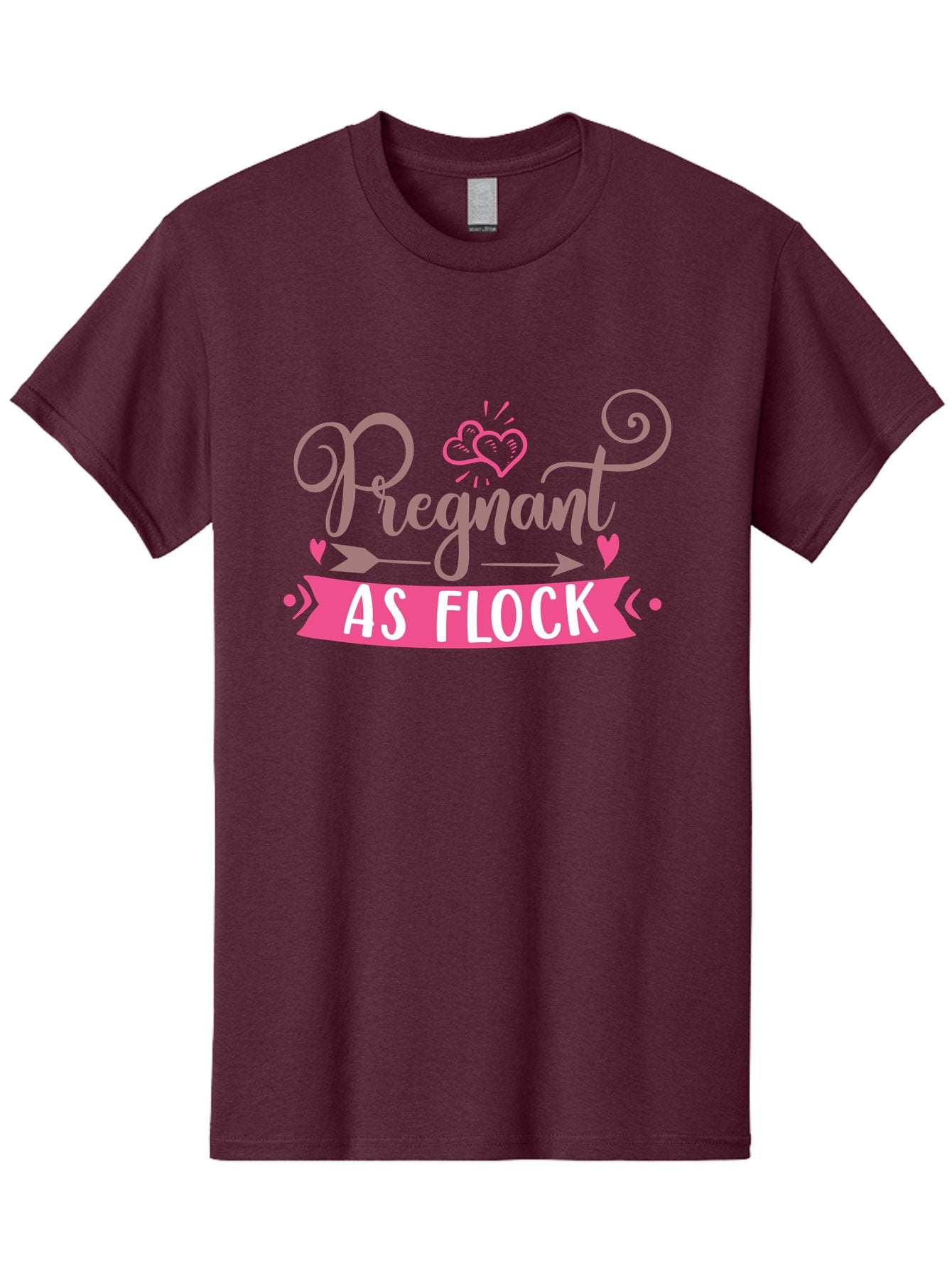Pregnant-As-Flock Men'S Graphic Tee, 100% Cotton, Comfortable Casual Summer Wear, Machine Washable, Pregnant Announcement, Expectant Mother, Baby On Board, Pink Hearts, Cute Design, Pregnancy Reveal, New Baby, Baby Shower Gift Aad467 15