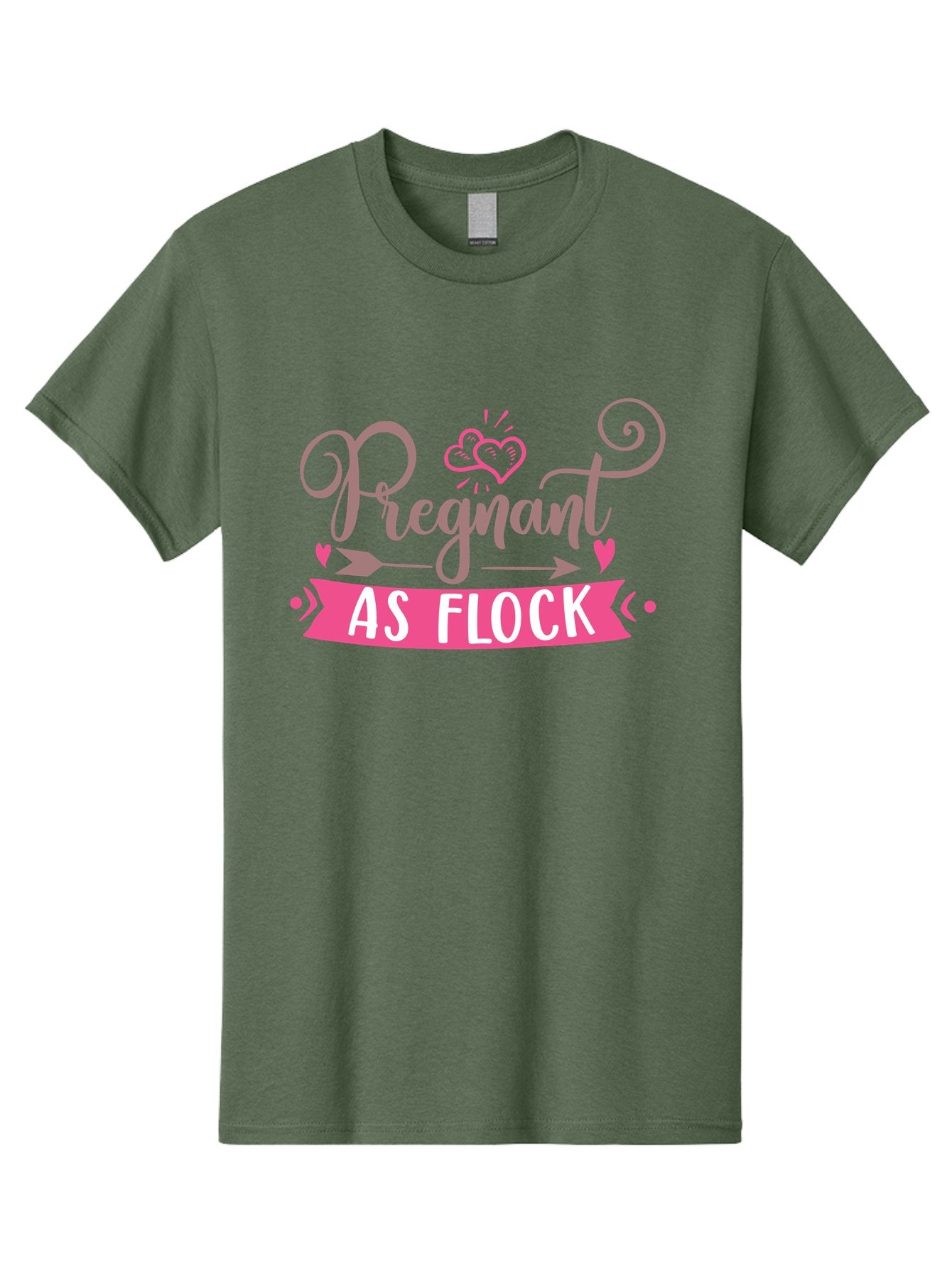 Pregnant-As-Flock Men'S Graphic Tee, 100% Cotton, Comfortable Casual Summer Wear, Machine Washable, Pregnant Announcement, Expectant Mother, Baby On Board, Pink Hearts, Cute Design, Pregnancy Reveal, New Baby, Baby Shower Gift Aad467 7