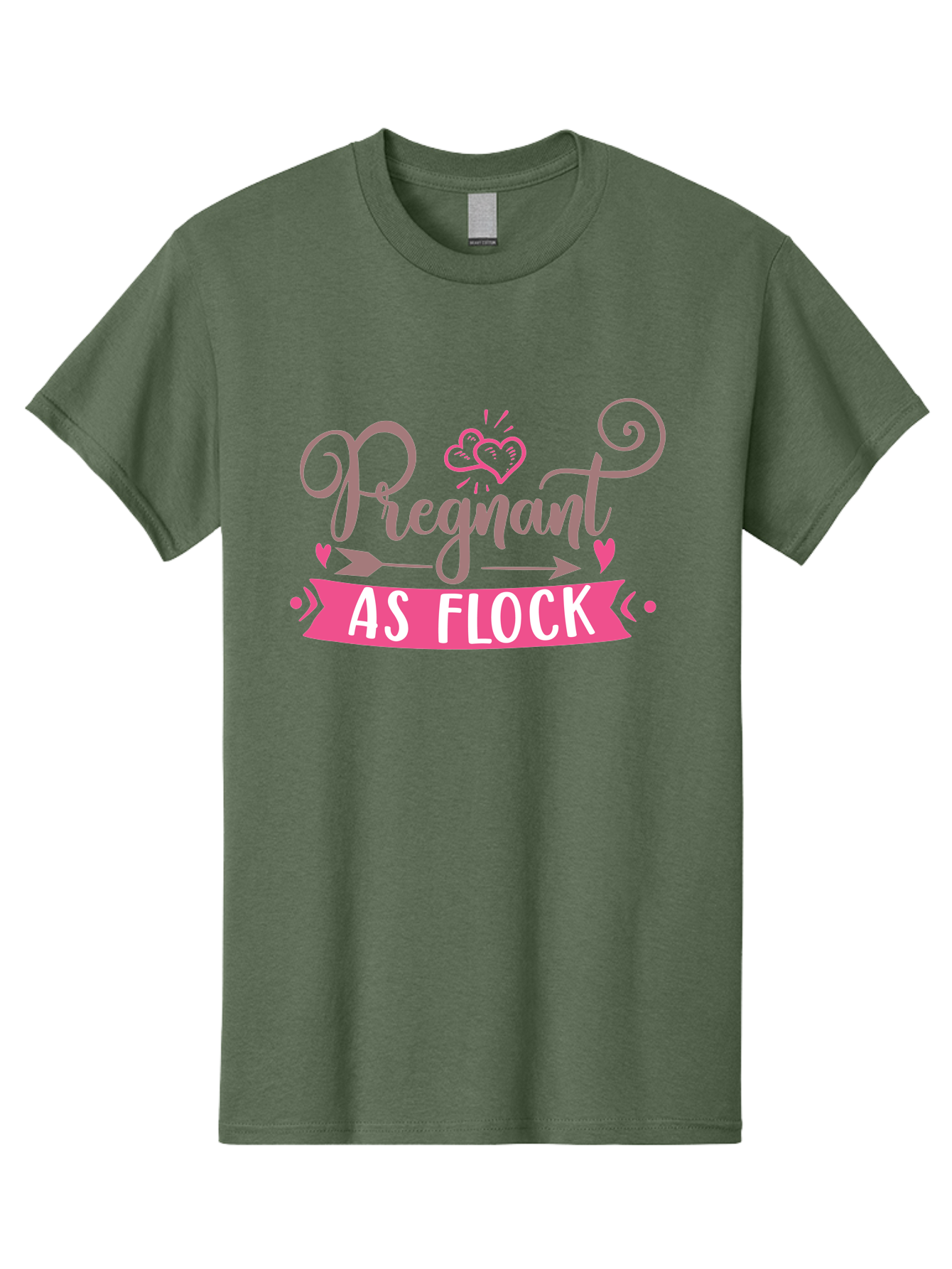 Pregnant-As-Flock Men'S Graphic Tee, 100% Cotton, Comfortable Casual Summer Wear, Machine Washable, Pregnant Announcement, Expectant Mother, Baby On Board, Pink Hearts, Cute Design, Pregnancy Reveal, New Baby, Baby Shower Gift Aad467 25