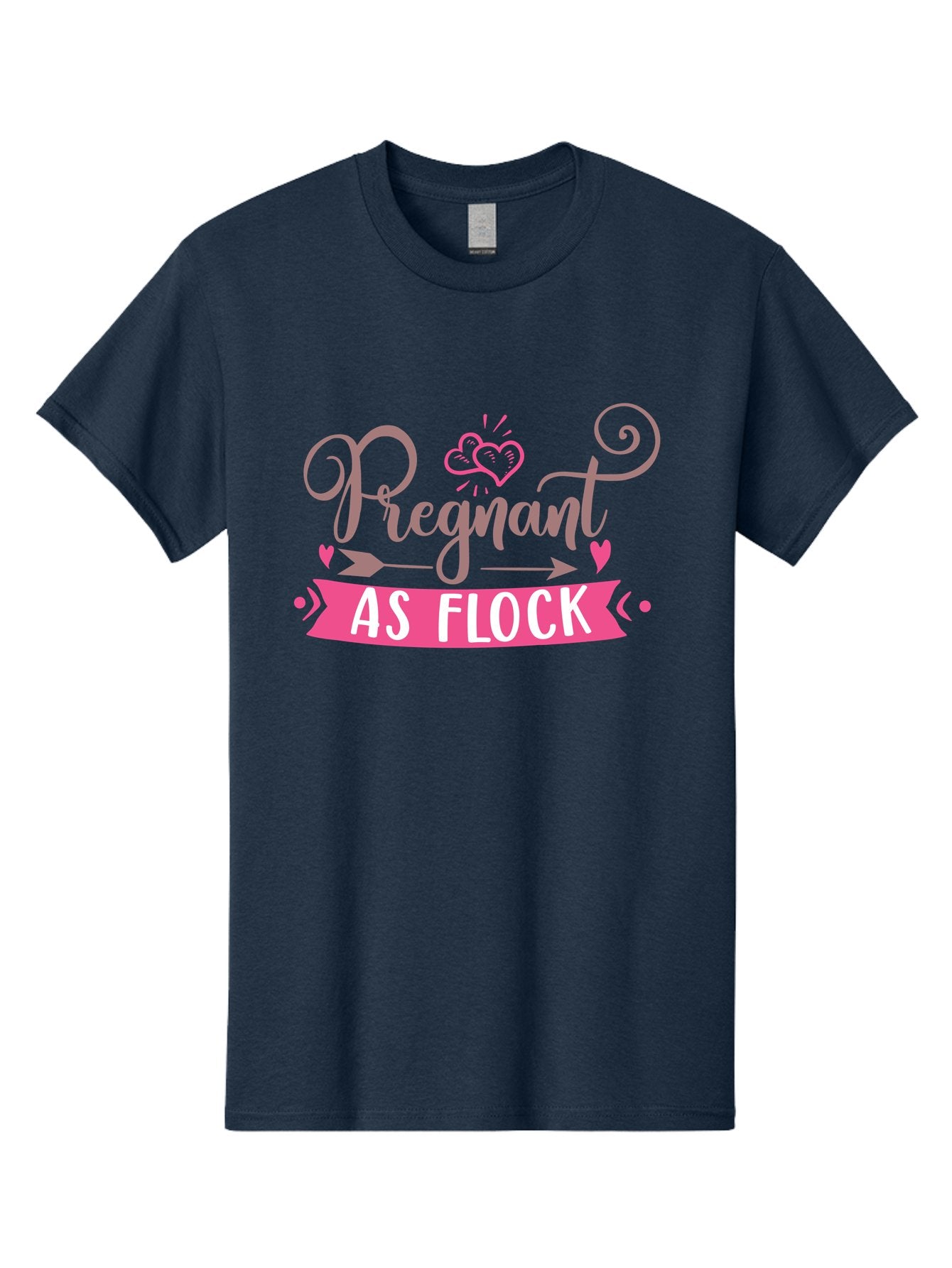 Pregnant-As-Flock Men'S Graphic Tee, 100% Cotton, Comfortable Casual Summer Wear, Machine Washable, Pregnant Announcement, Expectant Mother, Baby On Board, Pink Hearts, Cute Design, Pregnancy Reveal, New Baby, Baby Shower Gift Aad467 13