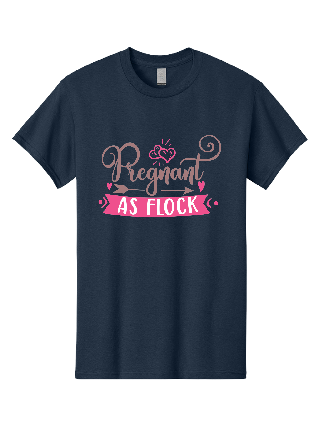 Pregnant-As-Flock Men'S Graphic Tee, 100% Cotton, Comfortable Casual Summer Wear, Machine Washable, Pregnant Announcement, Expectant Mother, Baby On Board, Pink Hearts, Cute Design, Pregnancy Reveal, New Baby, Baby Shower Gift Aad467 29