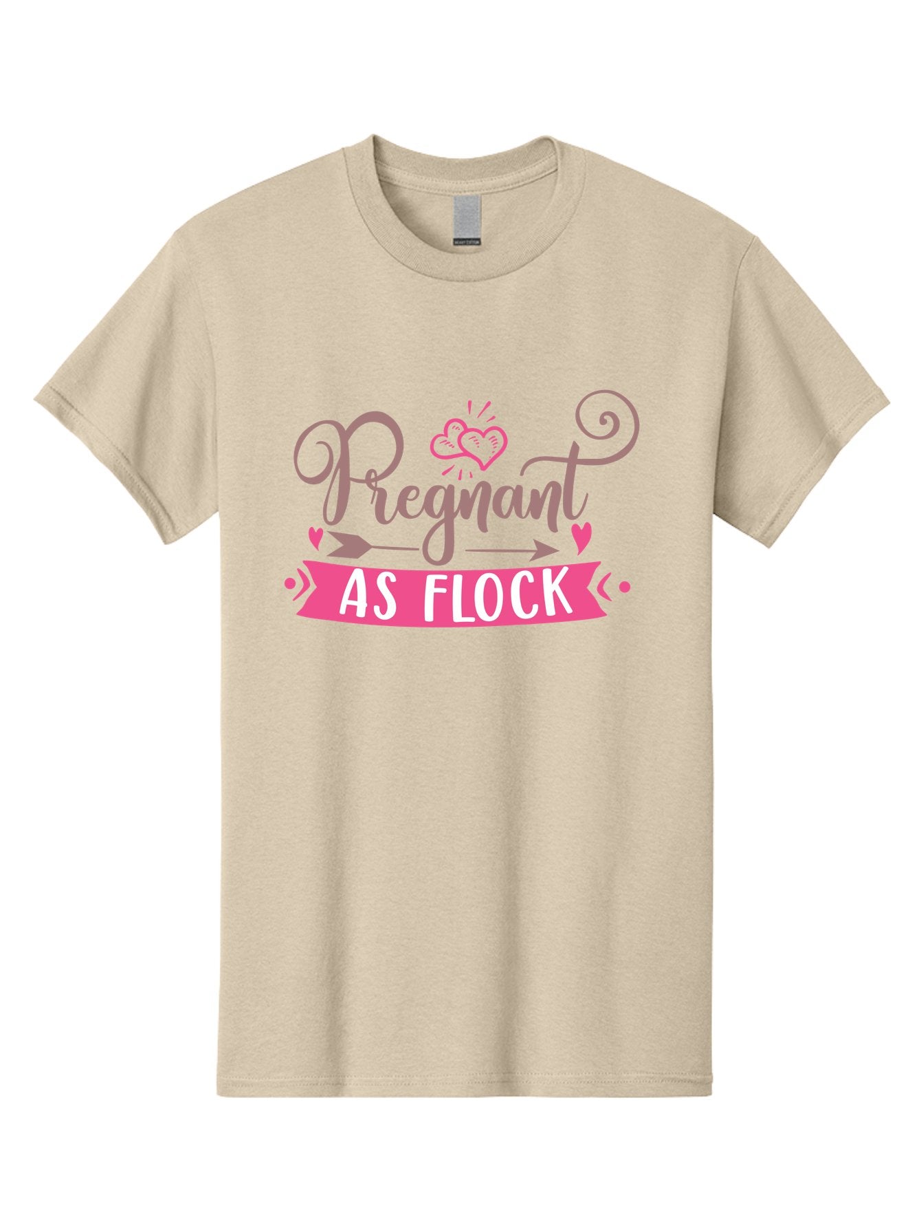 Pregnant-As-Flock Men'S Graphic Tee, 100% Cotton, Comfortable Casual Summer Wear, Machine Washable, Pregnant Announcement, Expectant Mother, Baby On Board, Pink Hearts, Cute Design, Pregnancy Reveal, New Baby, Baby Shower Gift Aad467 4