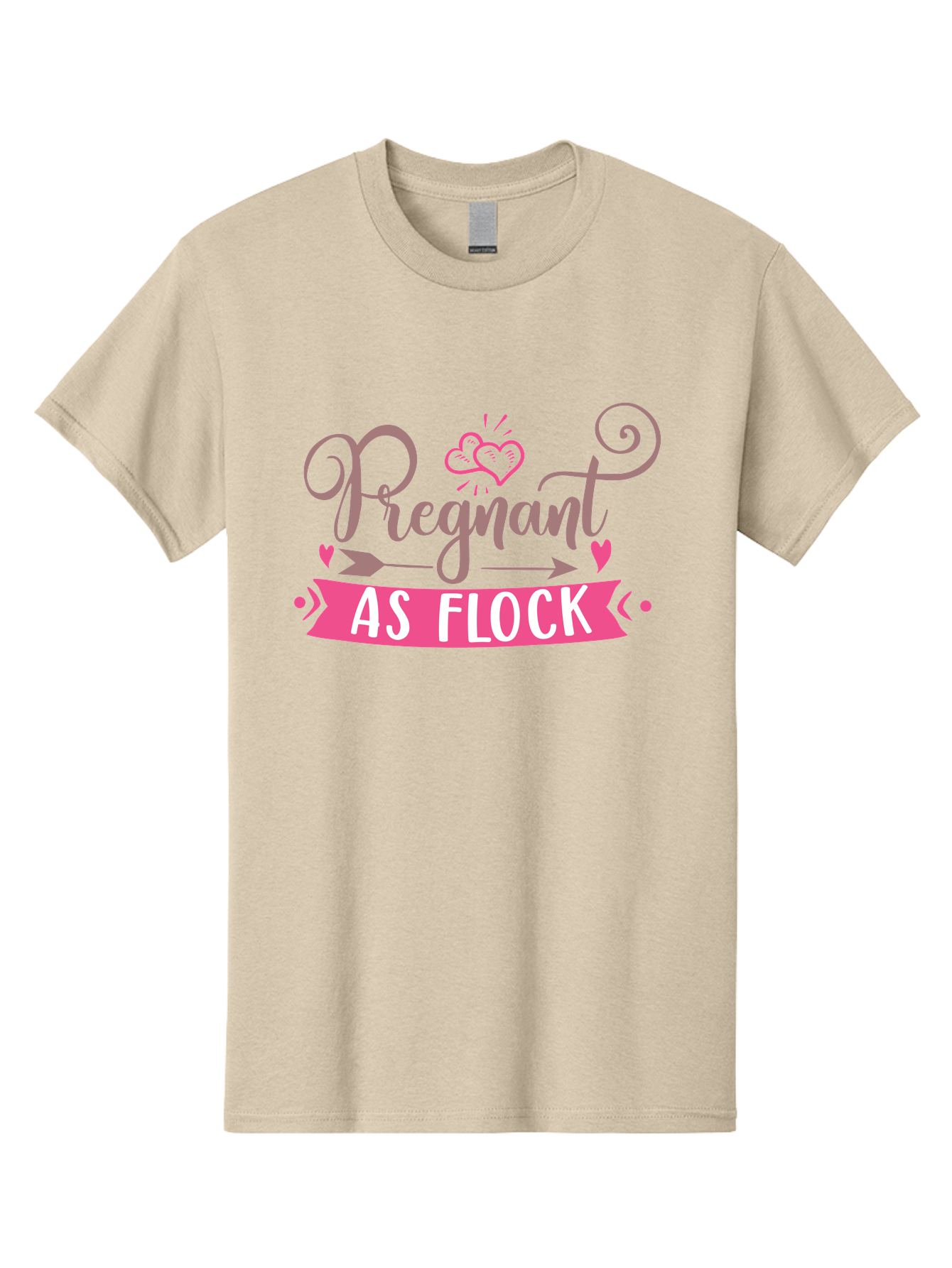 Pregnant-As-Flock Men'S Graphic Tee, 100% Cotton, Comfortable Casual Summer Wear, Machine Washable, Pregnant Announcement, Expectant Mother, Baby On Board, Pink Hearts, Cute Design, Pregnancy Reveal, New Baby, Baby Shower Gift Aad467 23