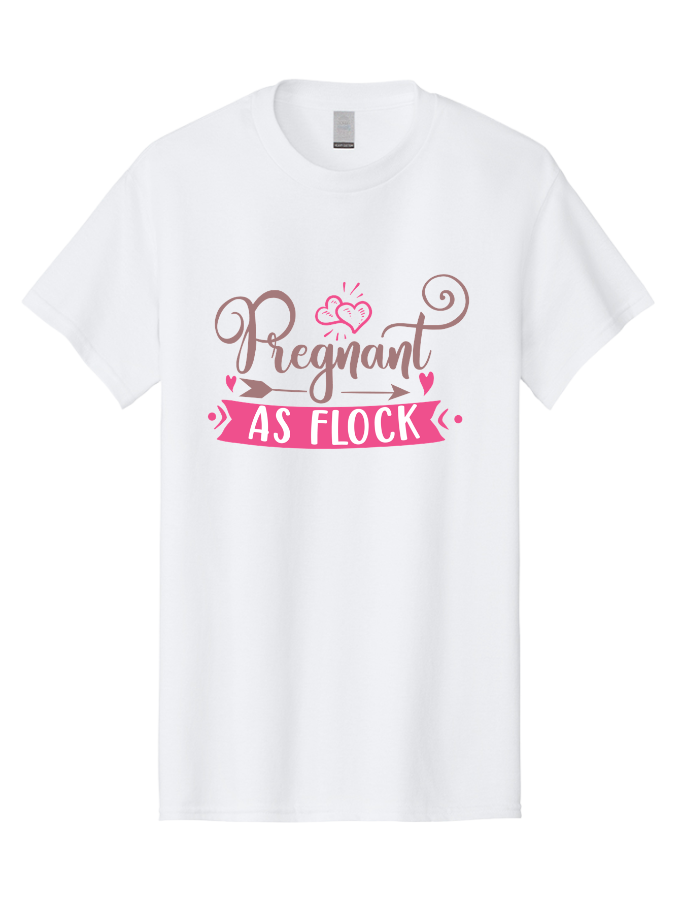 Pregnant-As-Flock Men'S Graphic Tee, 100% Cotton, Comfortable Casual Summer Wear, Machine Washable, Pregnant Announcement, Expectant Mother, Baby On Board, Pink Hearts, Cute Design, Pregnancy Reveal, New Baby, Baby Shower Gift Aad467 13