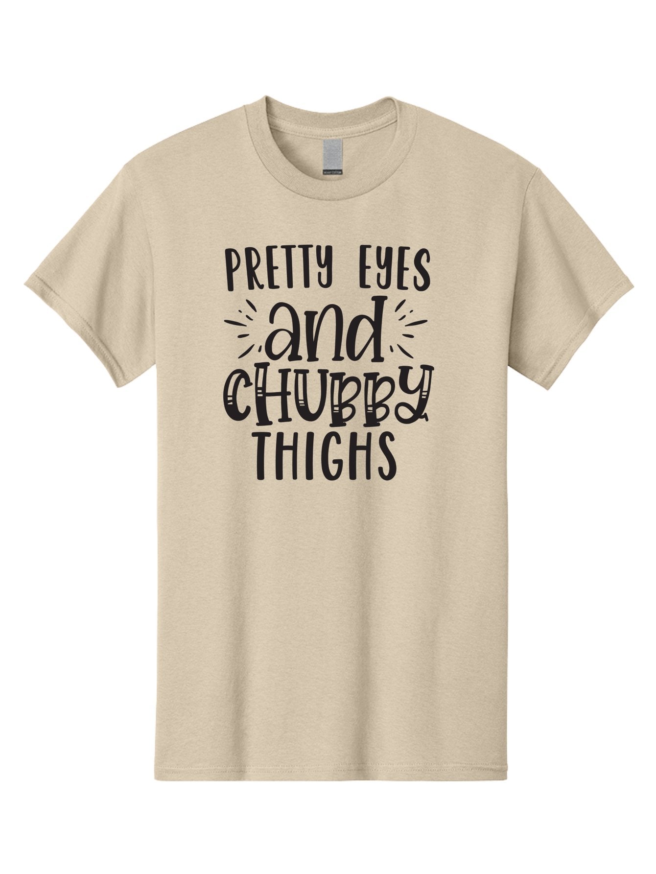 Pretty-Eyes-And-Chubby-Thighs Men'S Graphic Tee, 100% Cotton, Comfortable Casual Summer Wear, Machine Washable, Cute Quote, Funny Saying, Pretty Eyes, Chubby Thighs, Playful Typography, Bold Text, Quirky Design, Fun Phrase, Eye-Catching Words Aad469 11