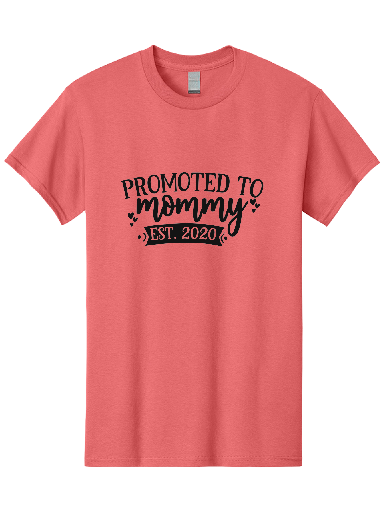 Promoted-To-Mommy Men'S Graphic Tee, 100% Cotton, Comfortable Casual Summer Wear, Machine Washable, Promoted To Mommy, New Mom, Motherhood, Est. 2020, Pregnancy Announcement, Parenting, Mother Love, Cute Design, Hearts, Banners Aad470