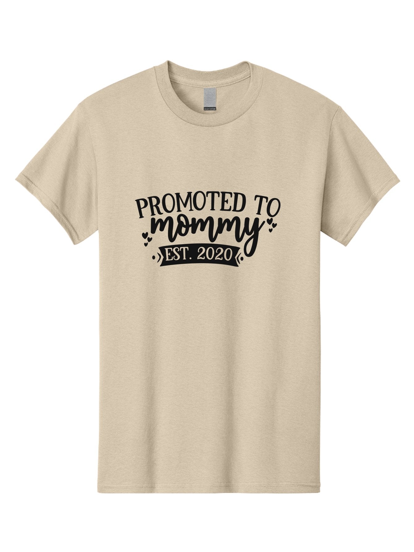 Promoted-To-Mommy Men'S Graphic Tee, 100% Cotton, Comfortable Casual Summer Wear, Machine Washable, Promoted To Mommy, New Mom, Motherhood, Est. 2020, Pregnancy Announcement, Parenting, Mother Love, Cute Design, Hearts, Banners Aad470 8