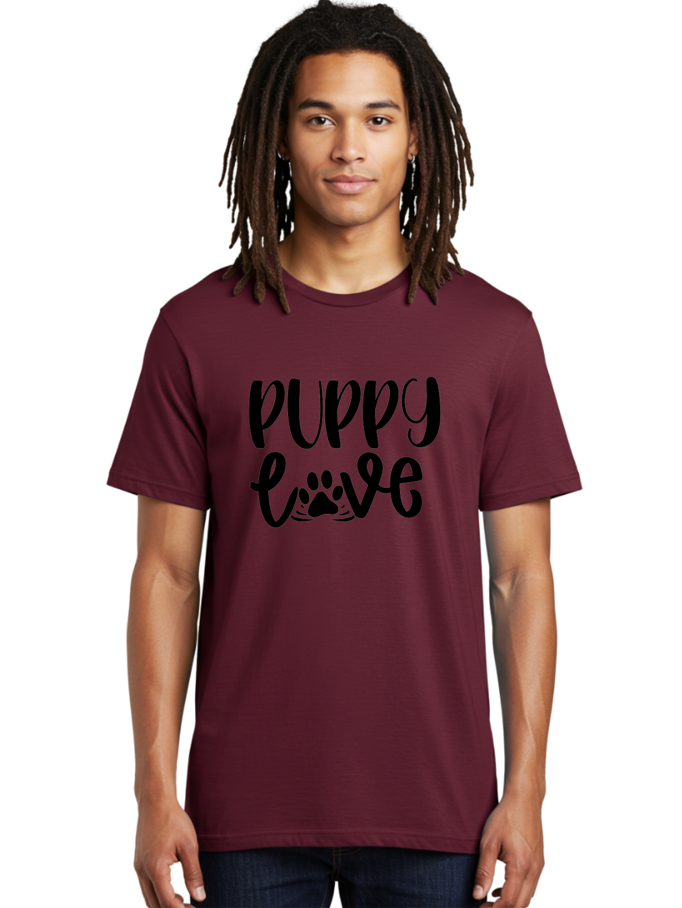 Puppy-Love Men'S Graphic Tee, 100% Cotton, Comfortable Casual Summer Wear, Machine Washable, Puppy Love, Dog Lovers, Cute Puppies, Paw Print, Heartwarming, Dog Owners, Pet Lovers, Adorable Designs, Typography Art Aad471 12