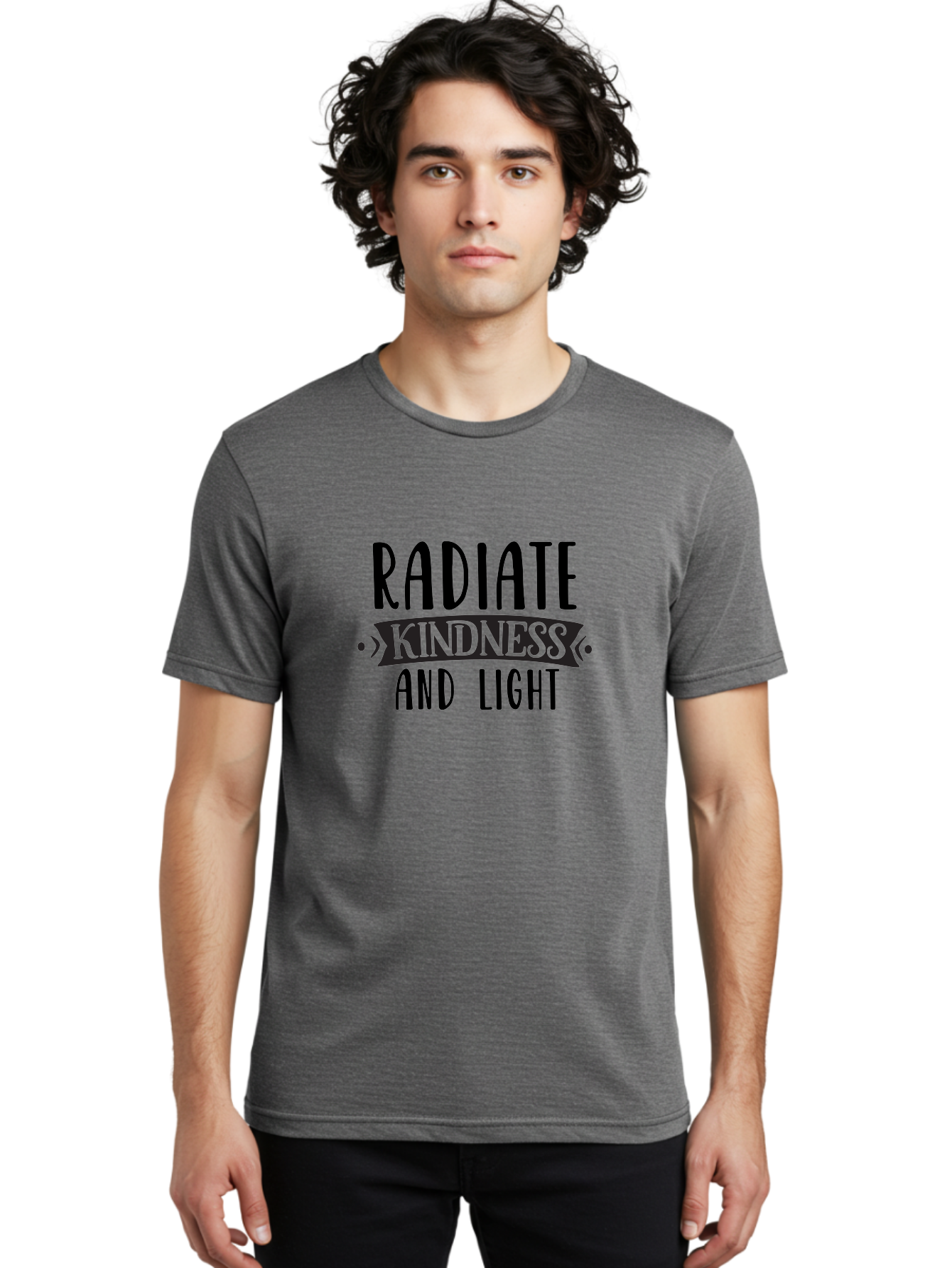 Radiate-Kindness-And-Light Men'S Graphic Tee, 100% Cotton, Comfortable Casual Summer Wear, Machine Washable, Inspirational Quote, Kindness Matters, Spread Love, Positive Affirmation, Motivational Phrase, Uplifting Message, Kindness And Light Aad472 8