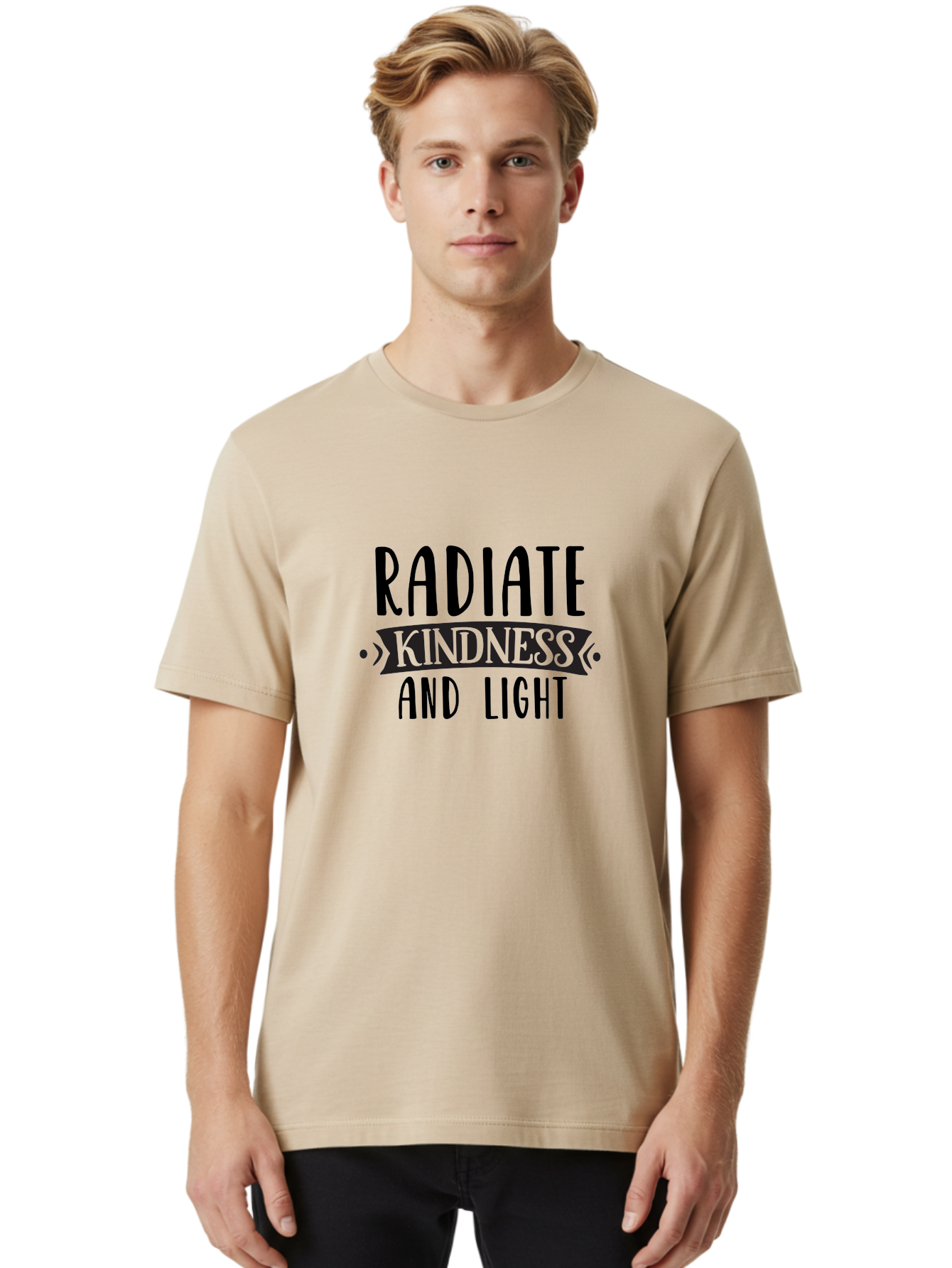 Radiate-Kindness-And-Light Men'S Graphic Tee, 100% Cotton, Comfortable Casual Summer Wear, Machine Washable, Inspirational Quote, Kindness Matters, Spread Love, Positive Affirmation, Motivational Phrase, Uplifting Message, Kindness And Light Aad472 12