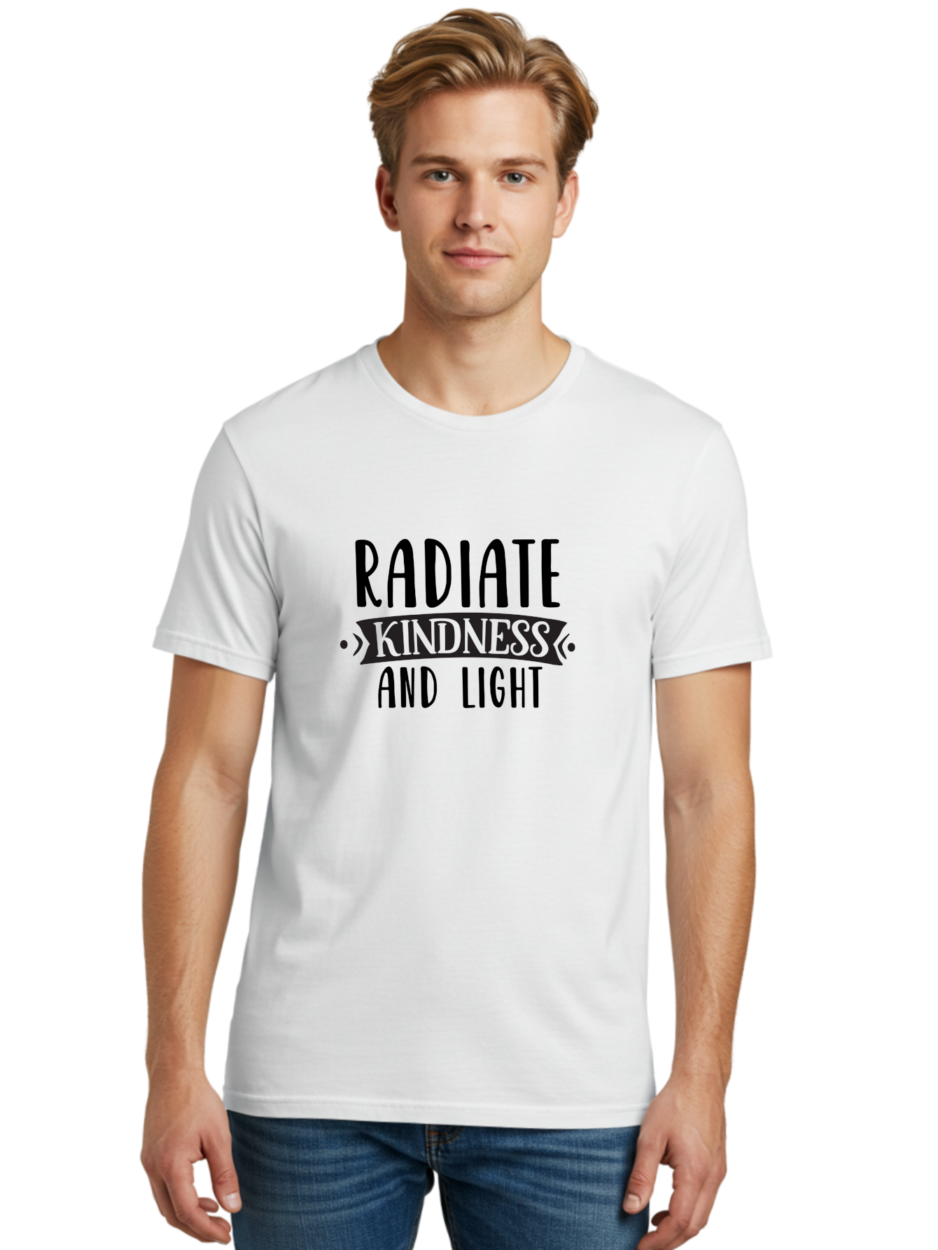Radiate-Kindness-And-Light Men'S Graphic Tee, 100% Cotton, Comfortable Casual Summer Wear, Machine Washable, Inspirational Quote, Kindness Matters, Spread Love, Positive Affirmation, Motivational Phrase, Uplifting Message, Kindness And Light Aad472 22