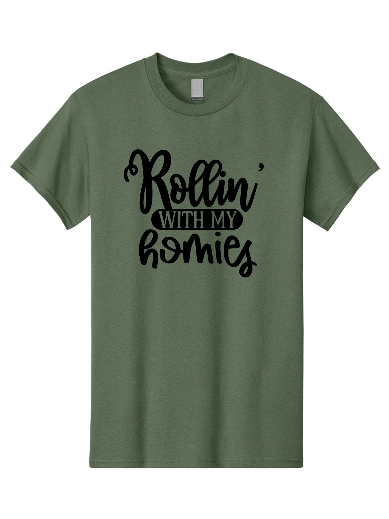 Rollin-With-My-Homies Men'S Graphic Tee, 100% Cotton, Comfortable Casual Summer Wear, Machine Washable, Rollin' With My Homies, Friendship, Loyalty, Homies, Friendship Goals, Squad, Cool Quotes, Trendy Phrases, Friendship Quotes Aad474