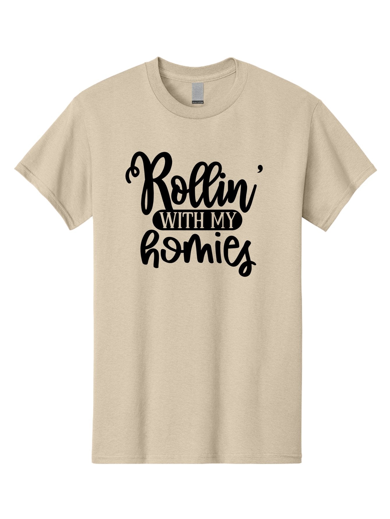 Rollin-With-My-Homies Men'S Graphic Tee, 100% Cotton, Comfortable Casual Summer Wear, Machine Washable, Rollin' With My Homies, Friendship, Loyalty, Homies, Friendship Goals, Squad, Cool Quotes, Trendy Phrases, Friendship Quotes Aad474 13