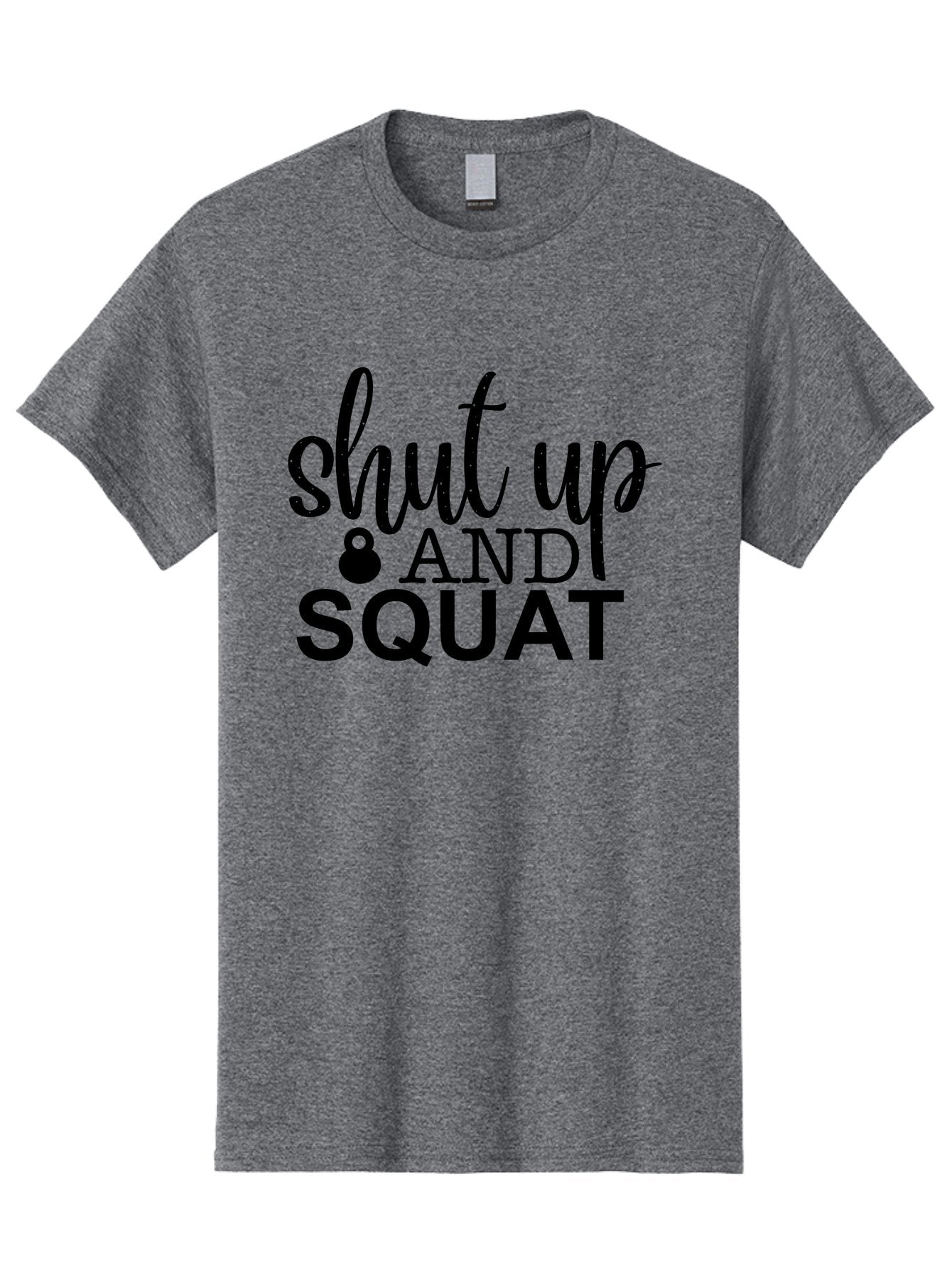 Shut-Up-And-Squat Men'S Graphic Tee, 100% Cotton, Comfortable Casual Summer Wear, Machine Washable, Motivational Quote, Fitness Inspiration, Workout Phrase, Gym Slogan, Squat Exercise, Kettlebell, Weightlifting, Strength Training, Aad475 7