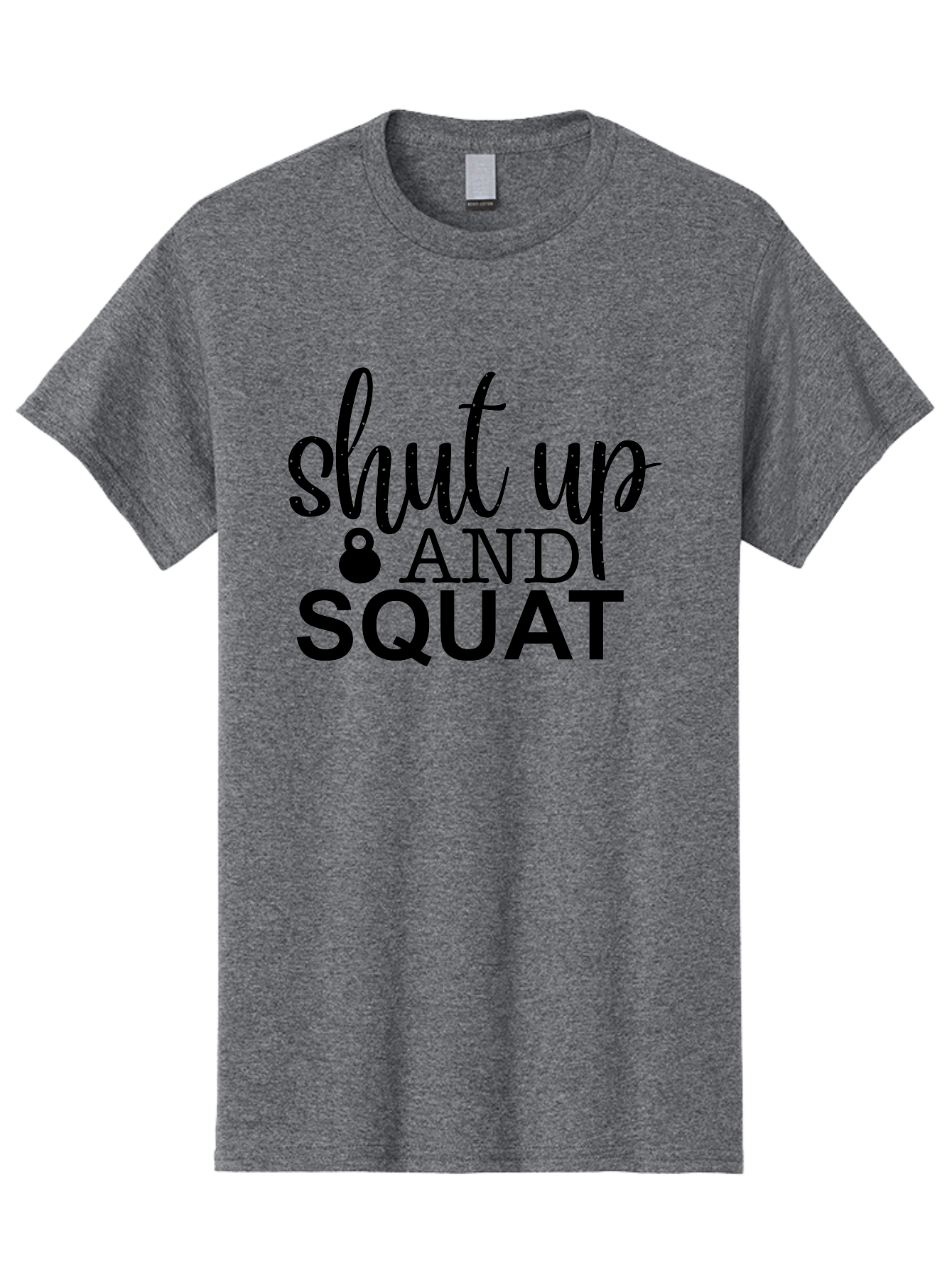 Shut-Up-And-Squat Men'S Graphic Tee, 100% Cotton, Comfortable Casual Summer Wear, Machine Washable, Motivational Quote, Fitness Inspiration, Workout Phrase, Gym Slogan, Squat Exercise, Kettlebell, Weightlifting, Strength Training, Aad475 25
