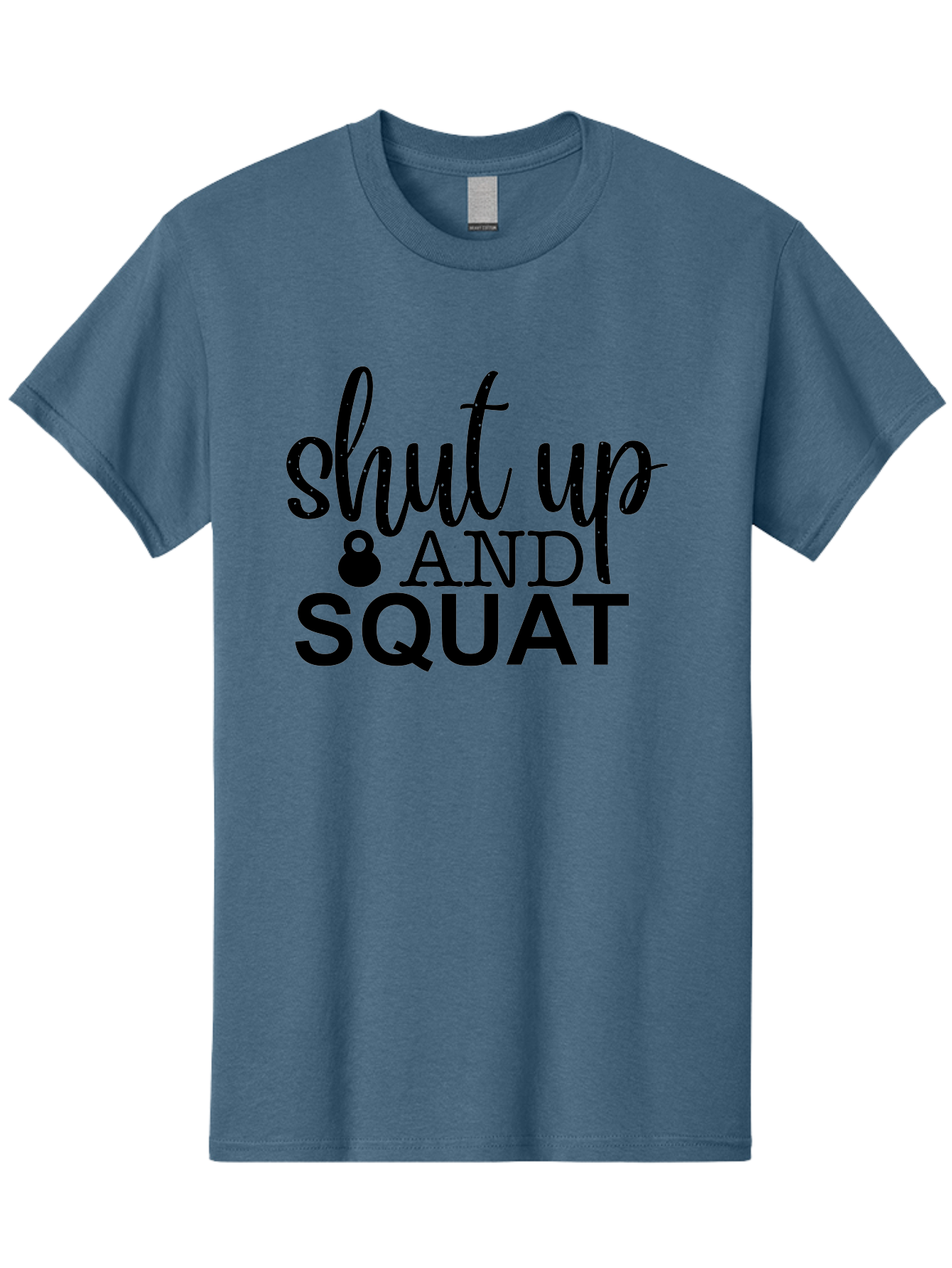 Shut-Up-And-Squat Men'S Graphic Tee, 100% Cotton, Comfortable Casual Summer Wear, Machine Washable, Motivational Quote, Fitness Inspiration, Workout Phrase, Gym Slogan, Squat Exercise, Kettlebell, Weightlifting, Strength Training, Aad475 21