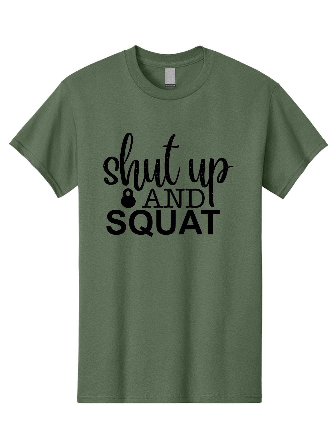 Shut-Up-And-Squat Men'S Graphic Tee, 100% Cotton, Comfortable Casual Summer Wear, Machine Washable, Motivational Quote, Fitness Inspiration, Workout Phrase, Gym Slogan, Squat Exercise, Kettlebell, Weightlifting, Strength Training, Aad475 11