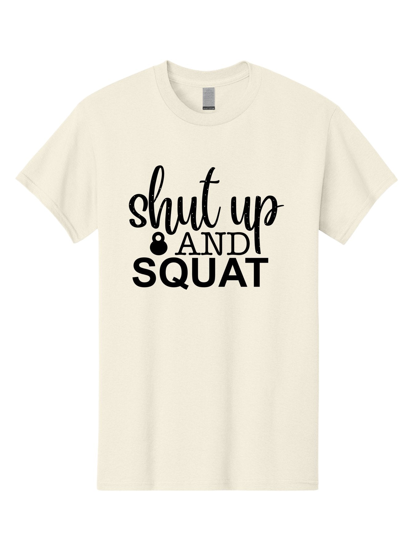 Shut-Up-And-Squat Men'S Graphic Tee, 100% Cotton, Comfortable Casual Summer Wear, Machine Washable, Motivational Quote, Fitness Inspiration, Workout Phrase, Gym Slogan, Squat Exercise, Kettlebell, Weightlifting, Strength Training, Aad475 15