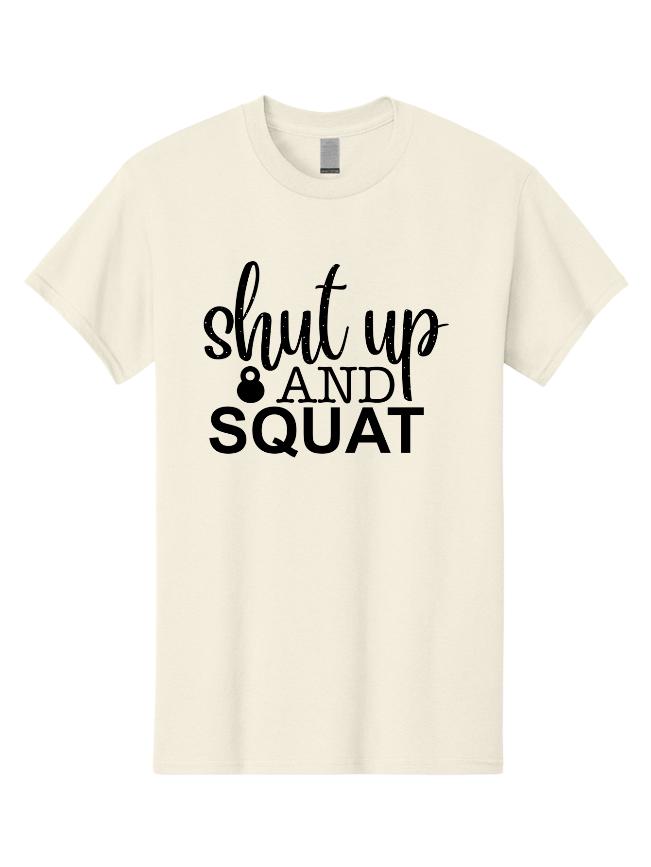 Shut-Up-And-Squat Men'S Graphic Tee, 100% Cotton, Comfortable Casual Summer Wear, Machine Washable, Motivational Quote, Fitness Inspiration, Workout Phrase, Gym Slogan, Squat Exercise, Kettlebell, Weightlifting, Strength Training, Aad475