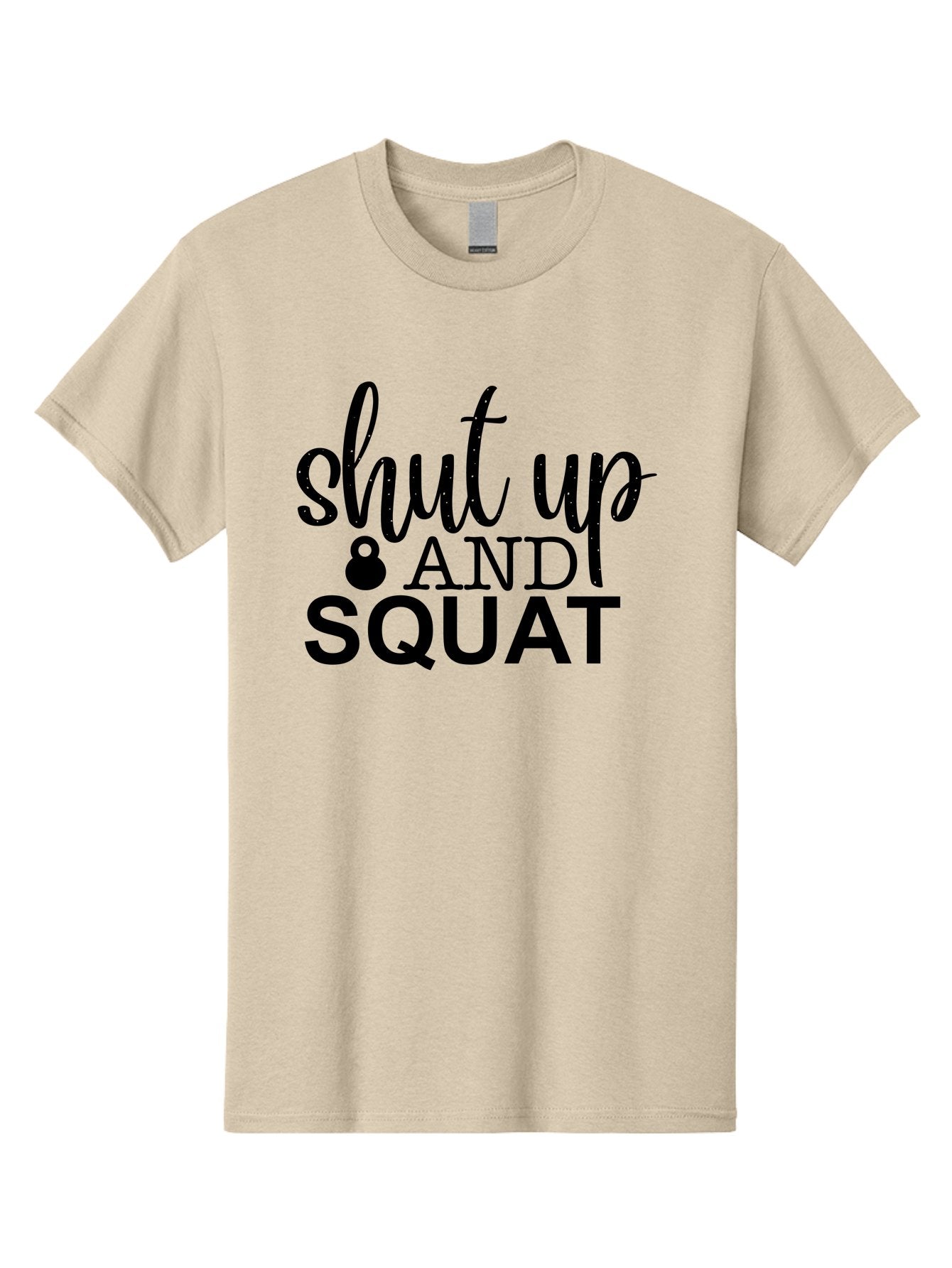 Shut-Up-And-Squat Men'S Graphic Tee, 100% Cotton, Comfortable Casual Summer Wear, Machine Washable, Motivational Quote, Fitness Inspiration, Workout Phrase, Gym Slogan, Squat Exercise, Kettlebell, Weightlifting, Strength Training, Aad475 9