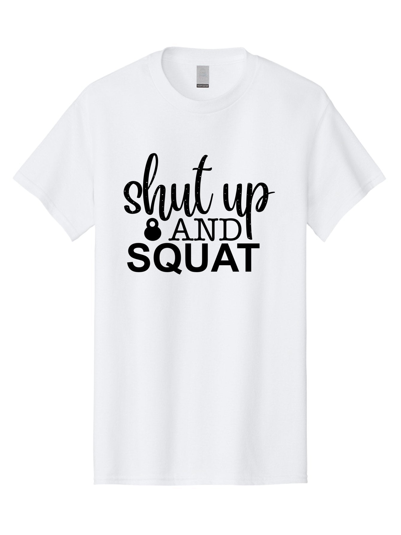 Shut-Up-And-Squat Men'S Graphic Tee, 100% Cotton, Comfortable Casual Summer Wear, Machine Washable, Motivational Quote, Fitness Inspiration, Workout Phrase, Gym Slogan, Squat Exercise, Kettlebell, Weightlifting, Strength Training, Aad475 5