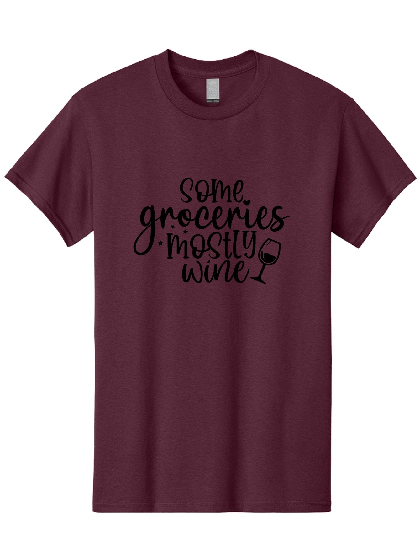 Some-Groceries-Mostly-Wine Men'S Graphic Tee, 100% Cotton, Comfortable Casual Summer Wear, Machine Washable, Wine Glass, Wine Lover Gift, Wine Quote, Funny Wine Saying, Wine Humor, Wine Lover Quote, Wine Saying Aad476