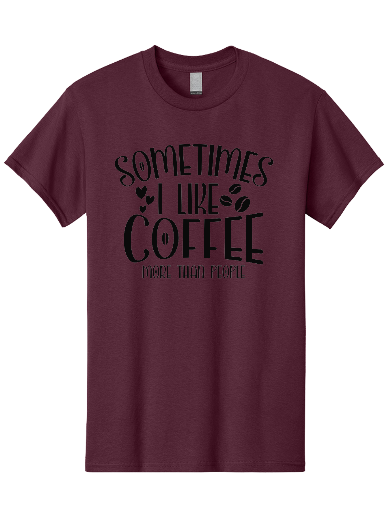 Sometimes-I-Like-Coffee-More-Than-People Men'S Graphic Tee, 100% Cotton, Comfortable Casual Summer Wear, Machine Washable, Coffee Lover Quote, Funny Saying, Coffee Beans, Hearts, Quirky Humor, Coffee Culture, Coffee Obsession, Aad477 17
