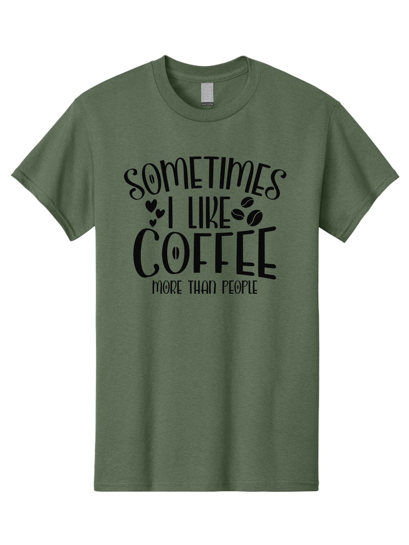 Sometimes-I-Like-Coffee-More-Than-People Men'S Graphic Tee, 100% Cotton, Comfortable Casual Summer Wear, Machine Washable, Coffee Lover Quote, Funny Saying, Coffee Beans, Hearts, Quirky Humor, Coffee Culture, Coffee Obsession, Aad477