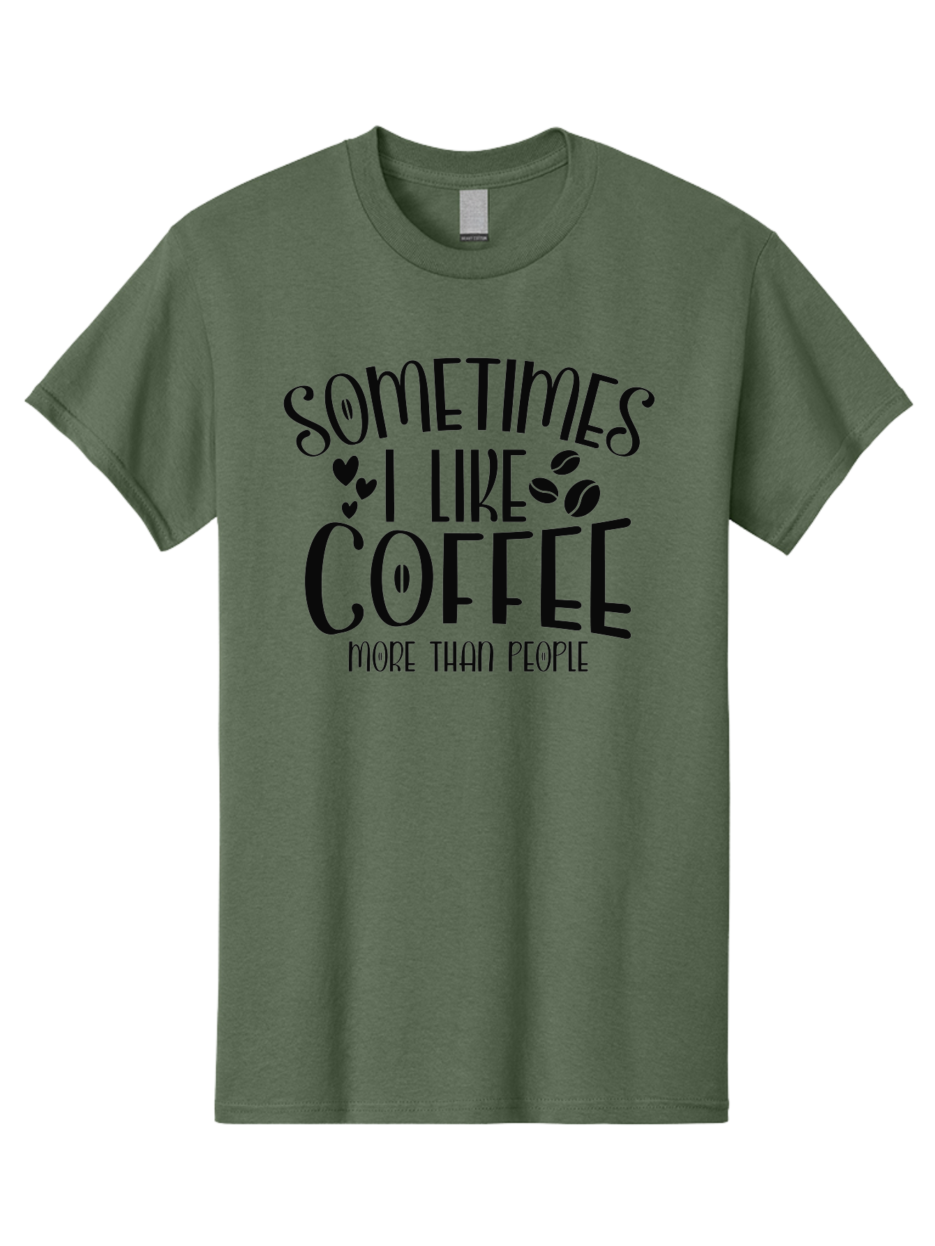 Sometimes-I-Like-Coffee-More-Than-People Men'S Graphic Tee, 100% Cotton, Comfortable Casual Summer Wear, Machine Washable, Coffee Lover Quote, Funny Saying, Coffee Beans, Hearts, Quirky Humor, Coffee Culture, Coffee Obsession, Aad477 19