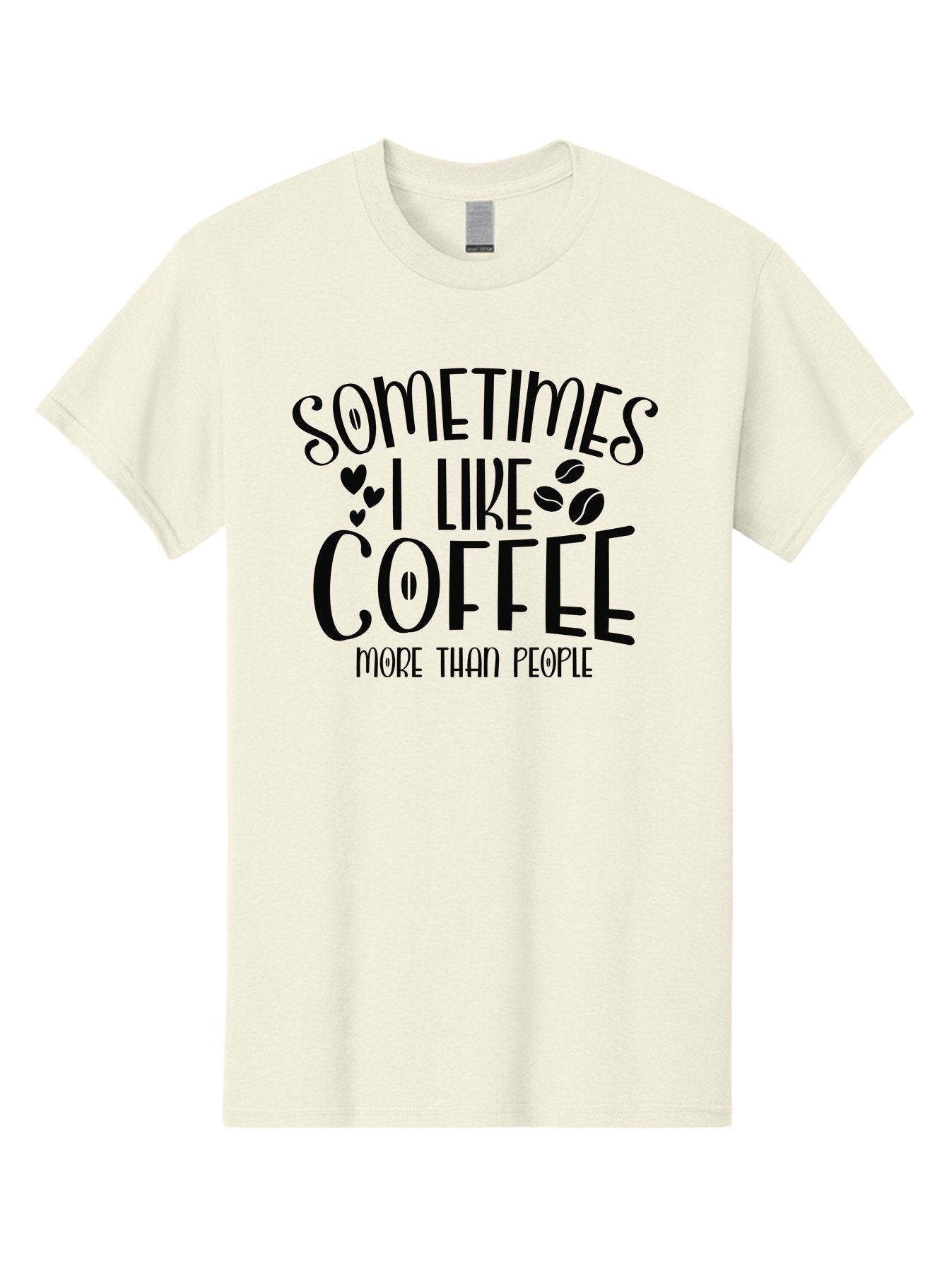 Sometimes-I-Like-Coffee-More-Than-People Men'S Graphic Tee, 100% Cotton, Comfortable Casual Summer Wear, Machine Washable, Coffee Lover Quote, Funny Saying, Coffee Beans, Hearts, Quirky Humor, Coffee Culture, Coffee Obsession, Aad477 4