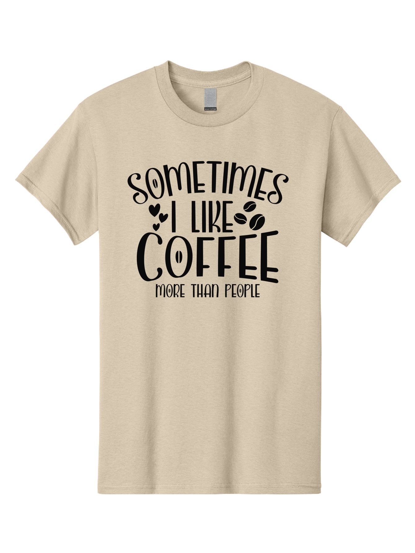 Sometimes-I-Like-Coffee-More-Than-People Men'S Graphic Tee, 100% Cotton, Comfortable Casual Summer Wear, Machine Washable, Coffee Lover Quote, Funny Saying, Coffee Beans, Hearts, Quirky Humor, Coffee Culture, Coffee Obsession, Aad477