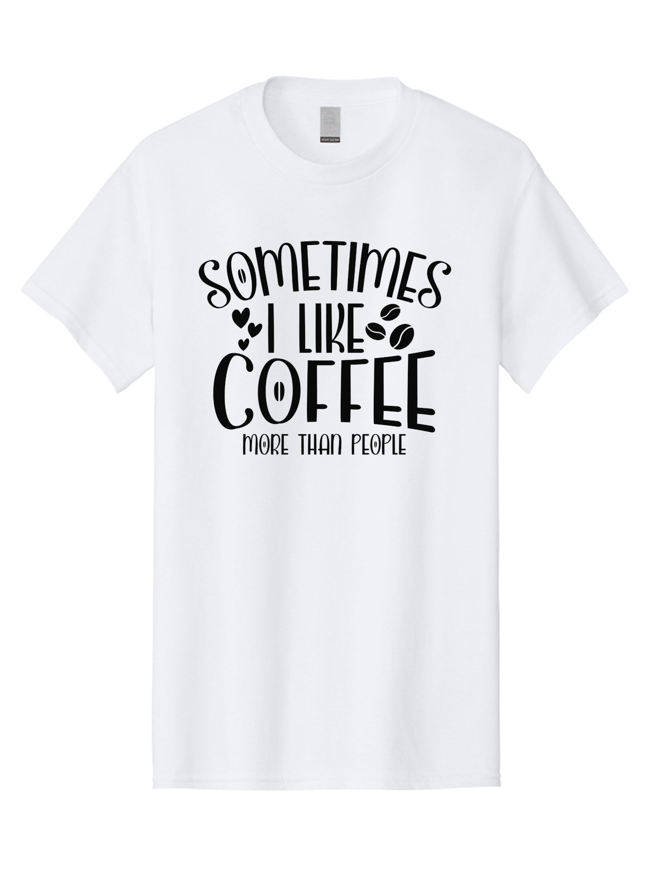 Sometimes-I-Like-Coffee-More-Than-People Men'S Graphic Tee, 100% Cotton, Comfortable Casual Summer Wear, Machine Washable, Coffee Lover Quote, Funny Saying, Coffee Beans, Hearts, Quirky Humor, Coffee Culture, Coffee Obsession, Aad477 15