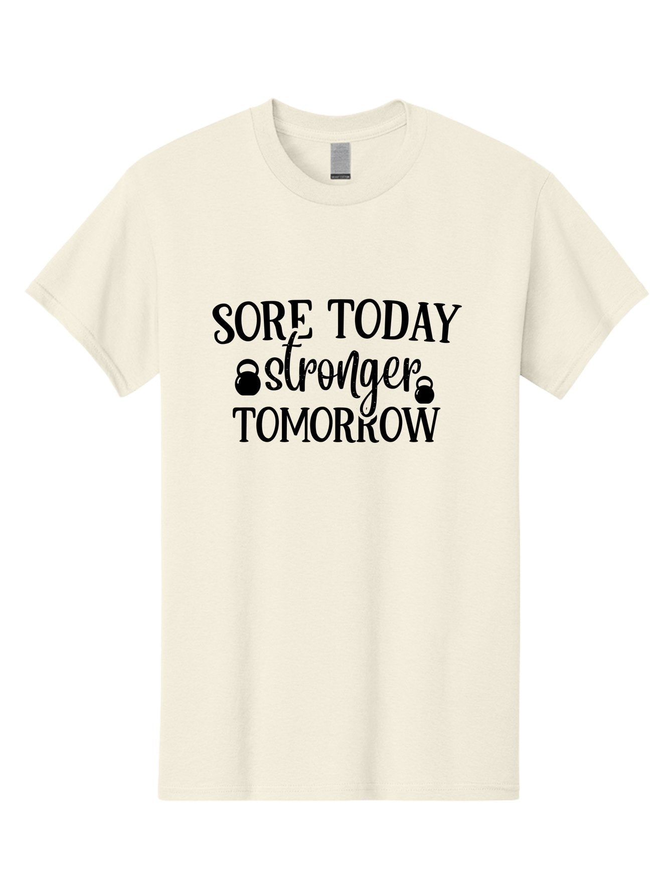 Sore-Today-Stronger-Tomorrow Men'S Graphic Tee, 100% Cotton, Comfortable Casual Summer Wear, Machine Washable, Motivational Quote, Fitness Inspiration, Gym Motivation, Workout Encouragement, Stronger Tomorrow, Kettlebell Weights, Aad478 11