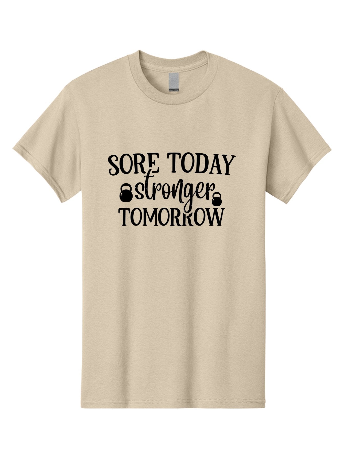 Sore-Today-Stronger-Tomorrow Men'S Graphic Tee, 100% Cotton, Comfortable Casual Summer Wear, Machine Washable, Motivational Quote, Fitness Inspiration, Gym Motivation, Workout Encouragement, Stronger Tomorrow, Kettlebell Weights, Aad478 7