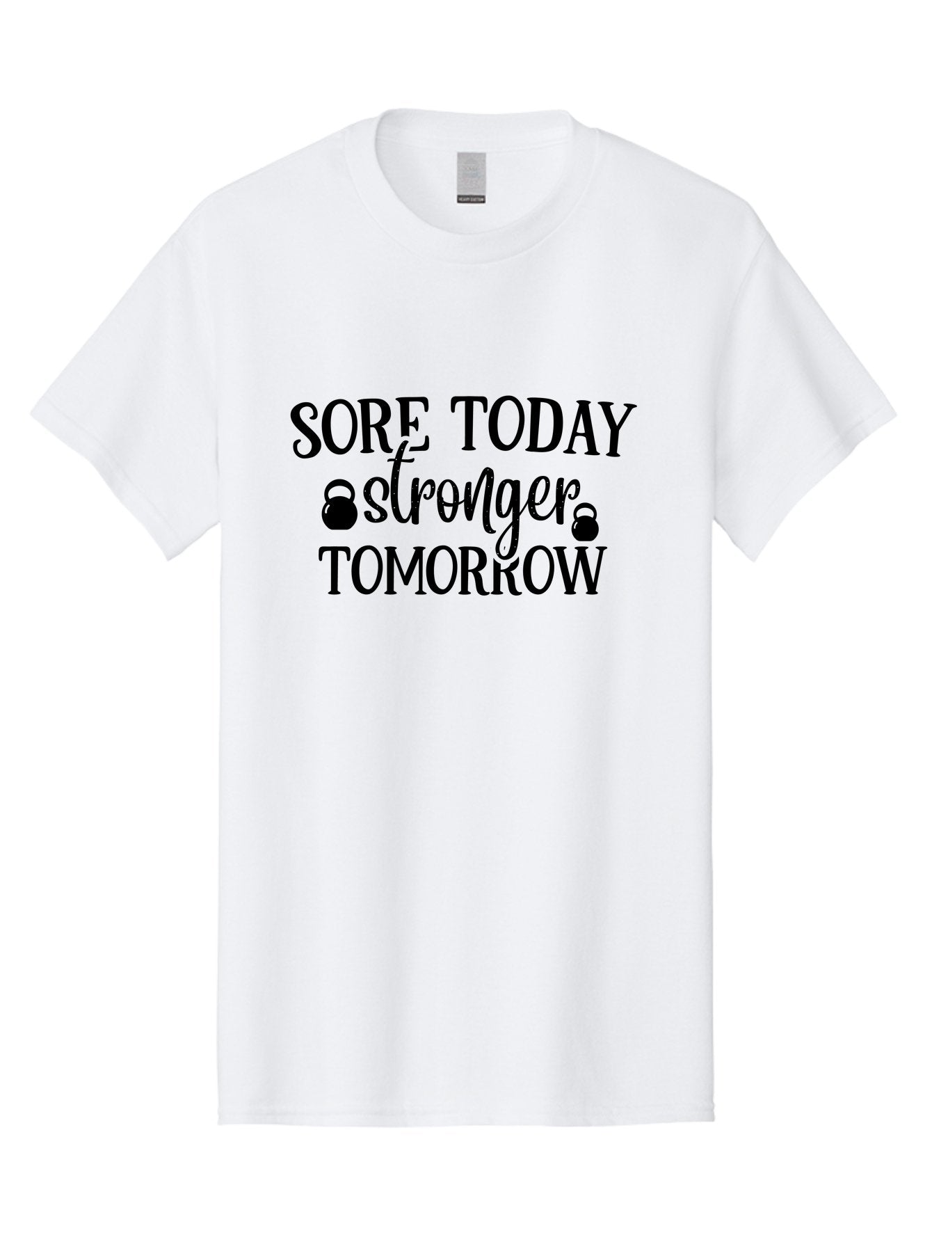 Sore-Today-Stronger-Tomorrow Men'S Graphic Tee, 100% Cotton, Comfortable Casual Summer Wear, Machine Washable, Motivational Quote, Fitness Inspiration, Gym Motivation, Workout Encouragement, Stronger Tomorrow, Kettlebell Weights, Aad478 4