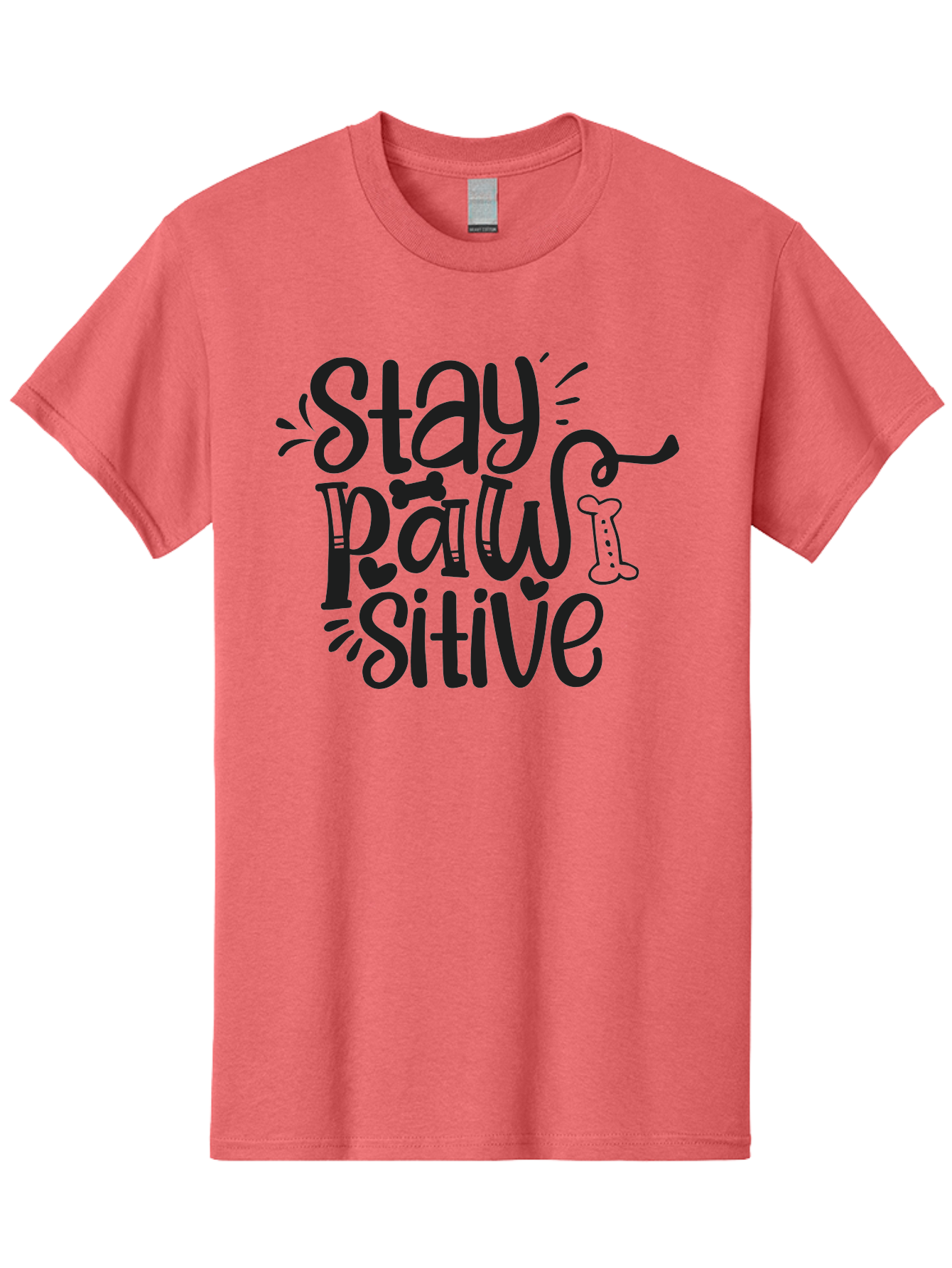 Stay-Paw-Sitive Men'S Graphic Tee, 100% Cotton, Comfortable Casual Summer Wear, Machine Washable, Dog Lover Quote, Positivity, Motivational Phrase, Paw Print, Dog Bones, Funny Dog Saying, Inspirational Quote, Pet Love, Stay Positive Aad482 7
