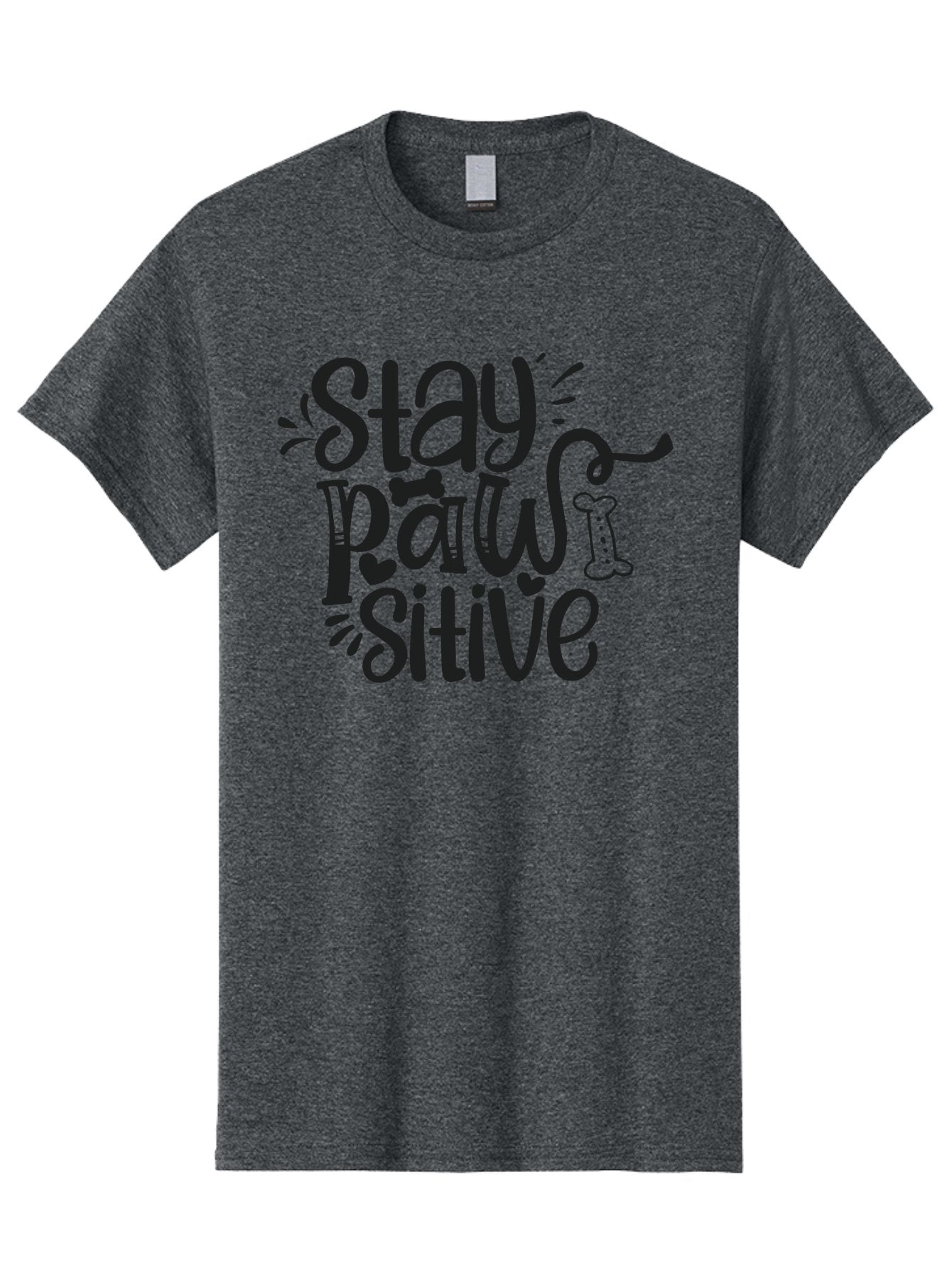 Stay-Paw-Sitive Men'S Graphic Tee, 100% Cotton, Comfortable Casual Summer Wear, Machine Washable, Dog Lover Quote, Positivity, Motivational Phrase, Paw Print, Dog Bones, Funny Dog Saying, Inspirational Quote, Pet Love, Stay Positive Aad482 4