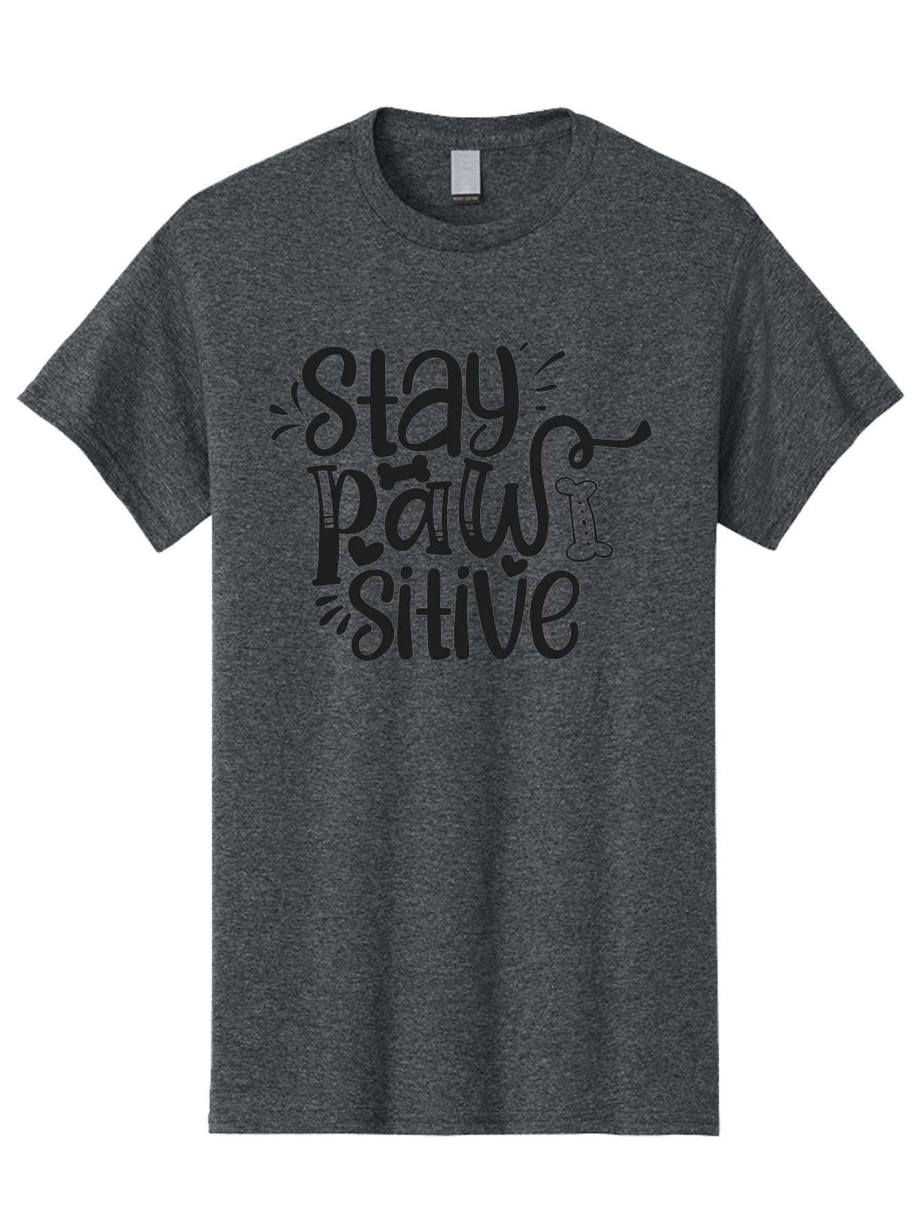 Stay-Paw-Sitive Men'S Graphic Tee, 100% Cotton, Comfortable Casual Summer Wear, Machine Washable, Dog Lover Quote, Positivity, Motivational Phrase, Paw Print, Dog Bones, Funny Dog Saying, Inspirational Quote, Pet Love, Stay Positive Aad482 23