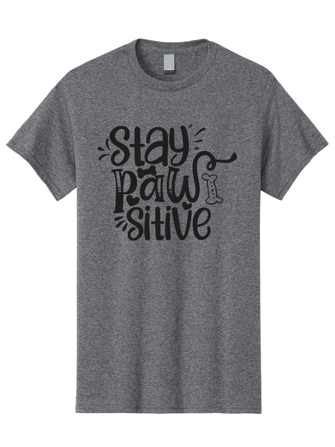 Stay-Paw-Sitive Men'S Graphic Tee, 100% Cotton, Comfortable Casual Summer Wear, Machine Washable, Dog Lover Quote, Positivity, Motivational Phrase, Paw Print, Dog Bones, Funny Dog Saying, Inspirational Quote, Pet Love, Stay Positive Aad482 15