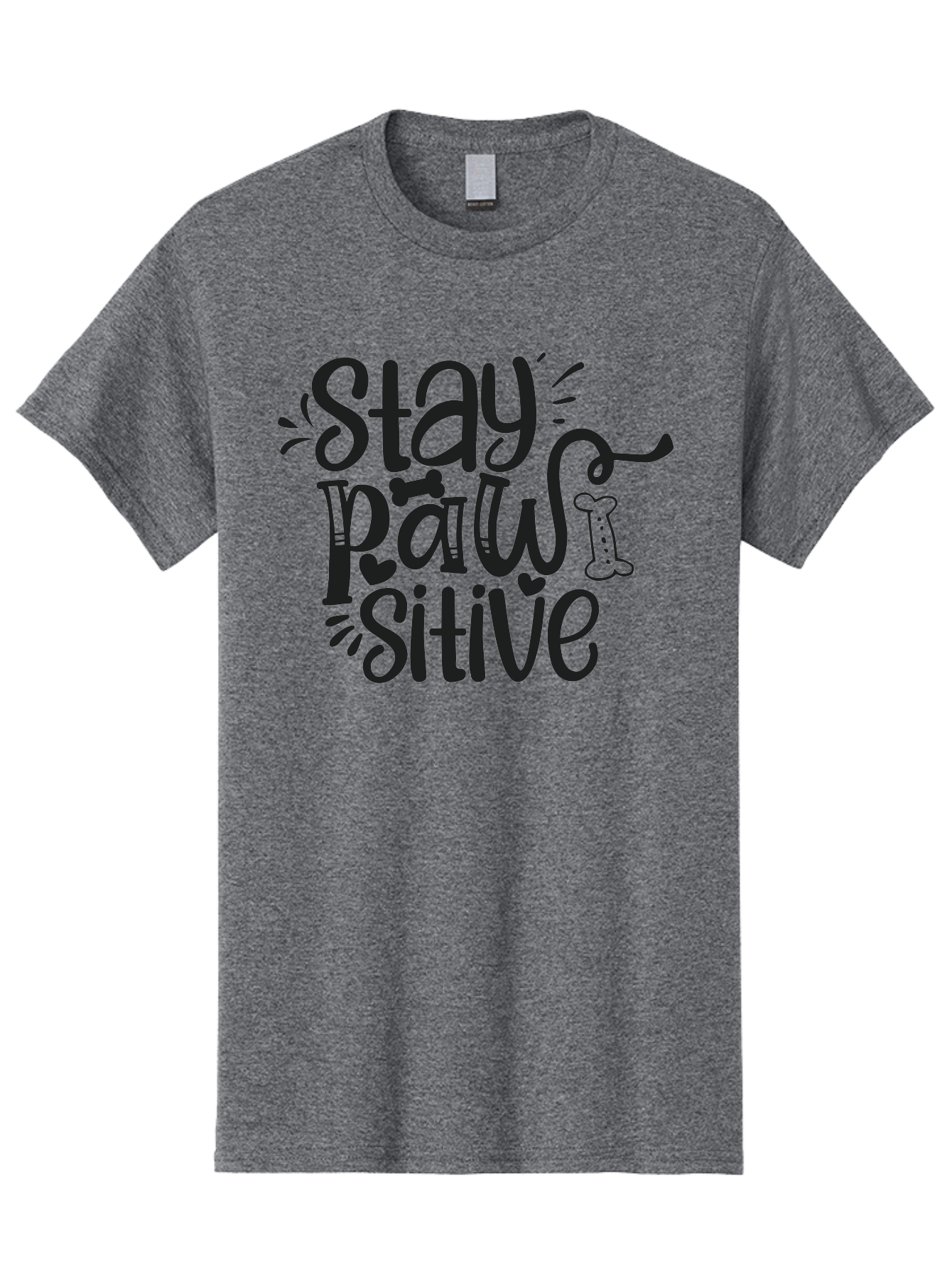 Stay-Paw-Sitive Men'S Graphic Tee, 100% Cotton, Comfortable Casual Summer Wear, Machine Washable, Dog Lover Quote, Positivity, Motivational Phrase, Paw Print, Dog Bones, Funny Dog Saying, Inspirational Quote, Pet Love, Stay Positive Aad482