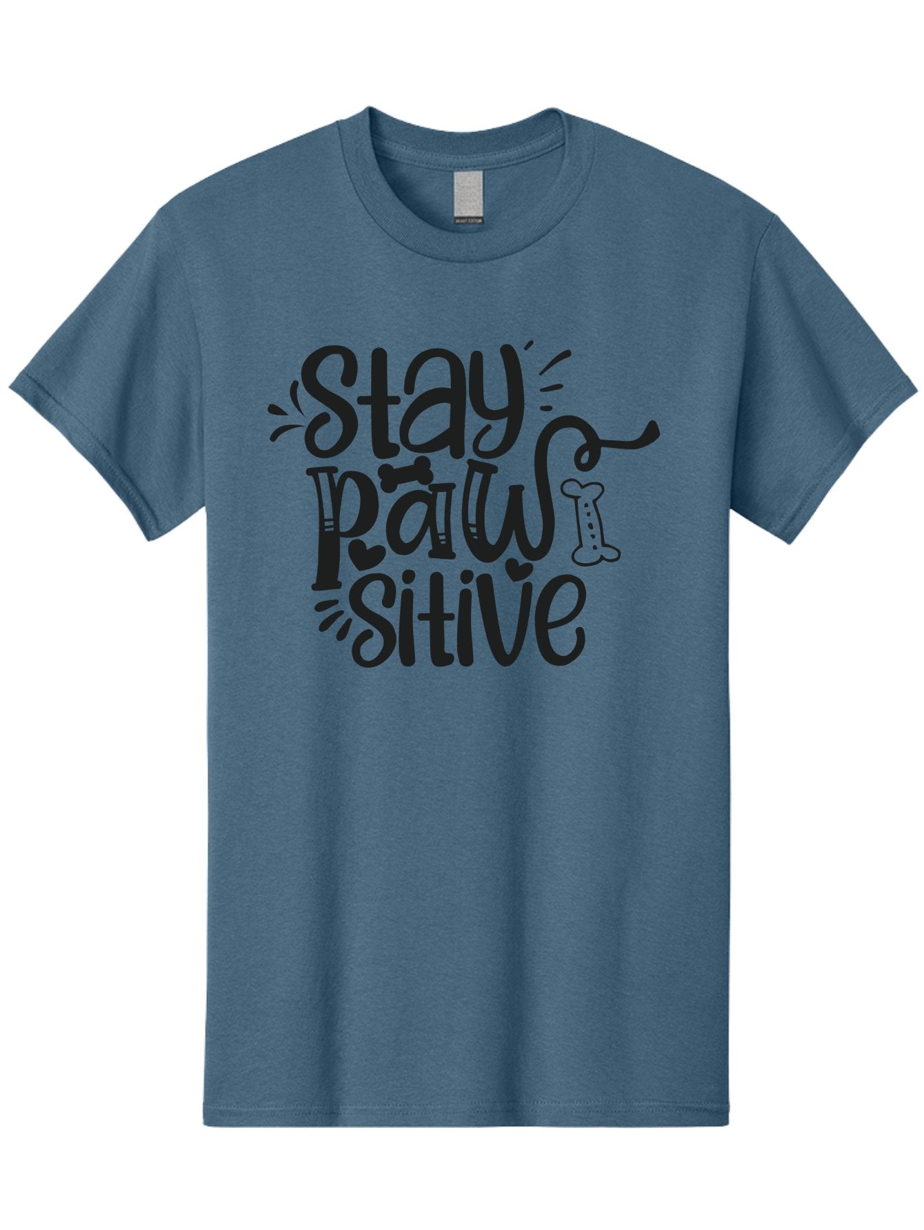 Stay-Paw-Sitive Men'S Graphic Tee, 100% Cotton, Comfortable Casual Summer Wear, Machine Washable, Dog Lover Quote, Positivity, Motivational Phrase, Paw Print, Dog Bones, Funny Dog Saying, Inspirational Quote, Pet Love, Stay Positive Aad482 3